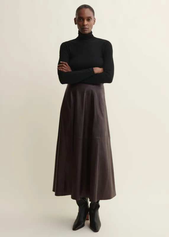 Eleni | Leather Pleated Skirt | Coffee Bean made by ARMA
