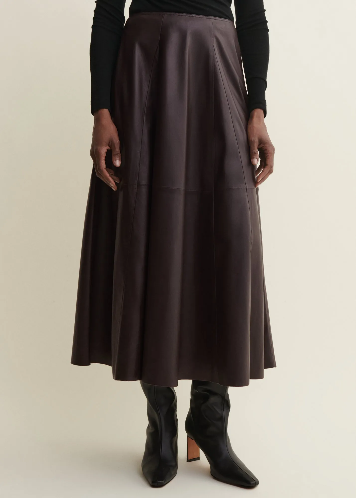Eleni | Leather Pleated Skirt | Coffee Bean sold by ARMA product image thumbnail 4