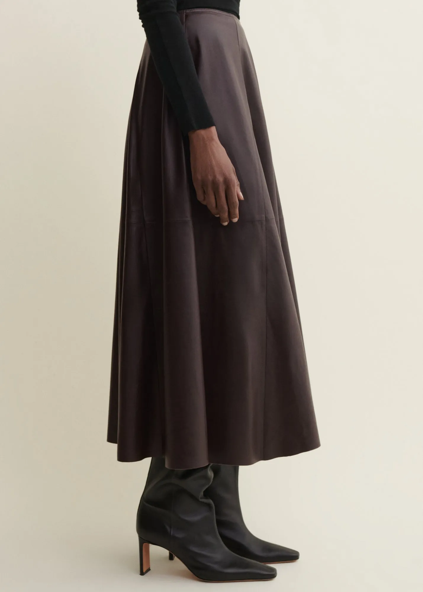 Eleni | Leather Pleated Skirt | Coffee Bean sold by ARMA product image thumbnail 2