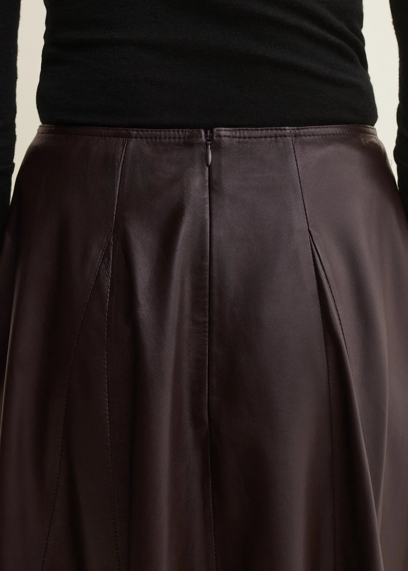 Eleni | Leather Pleated Skirt | Coffee Bean sold by ARMA product image thumbnail 3
