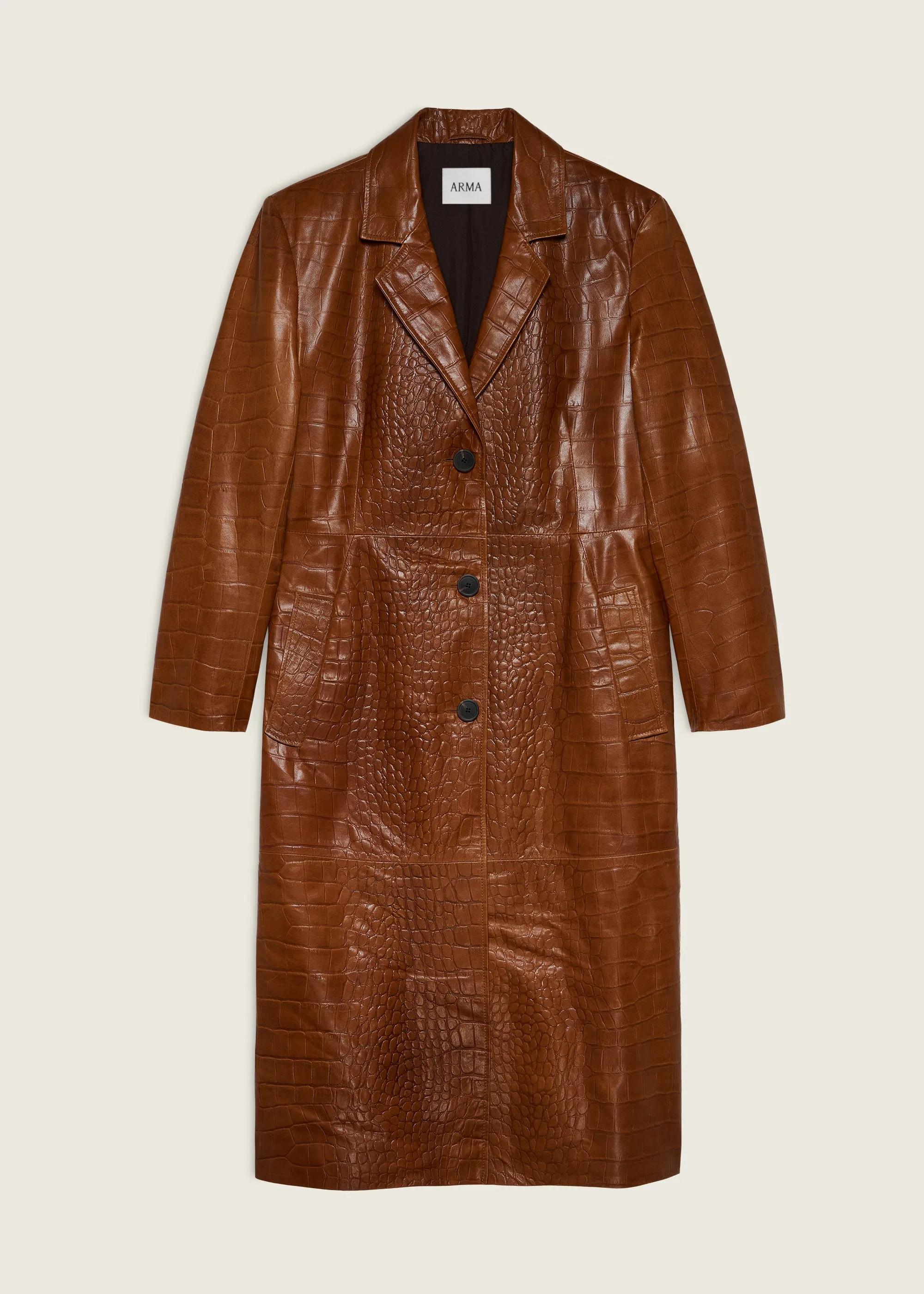 AISA | Long Croco Leather Coat | Camel sold by ARMA product image thumbnail 5