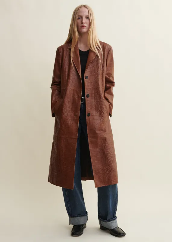 AISA | Long Croco Leather Coat | Camel made by ARMA