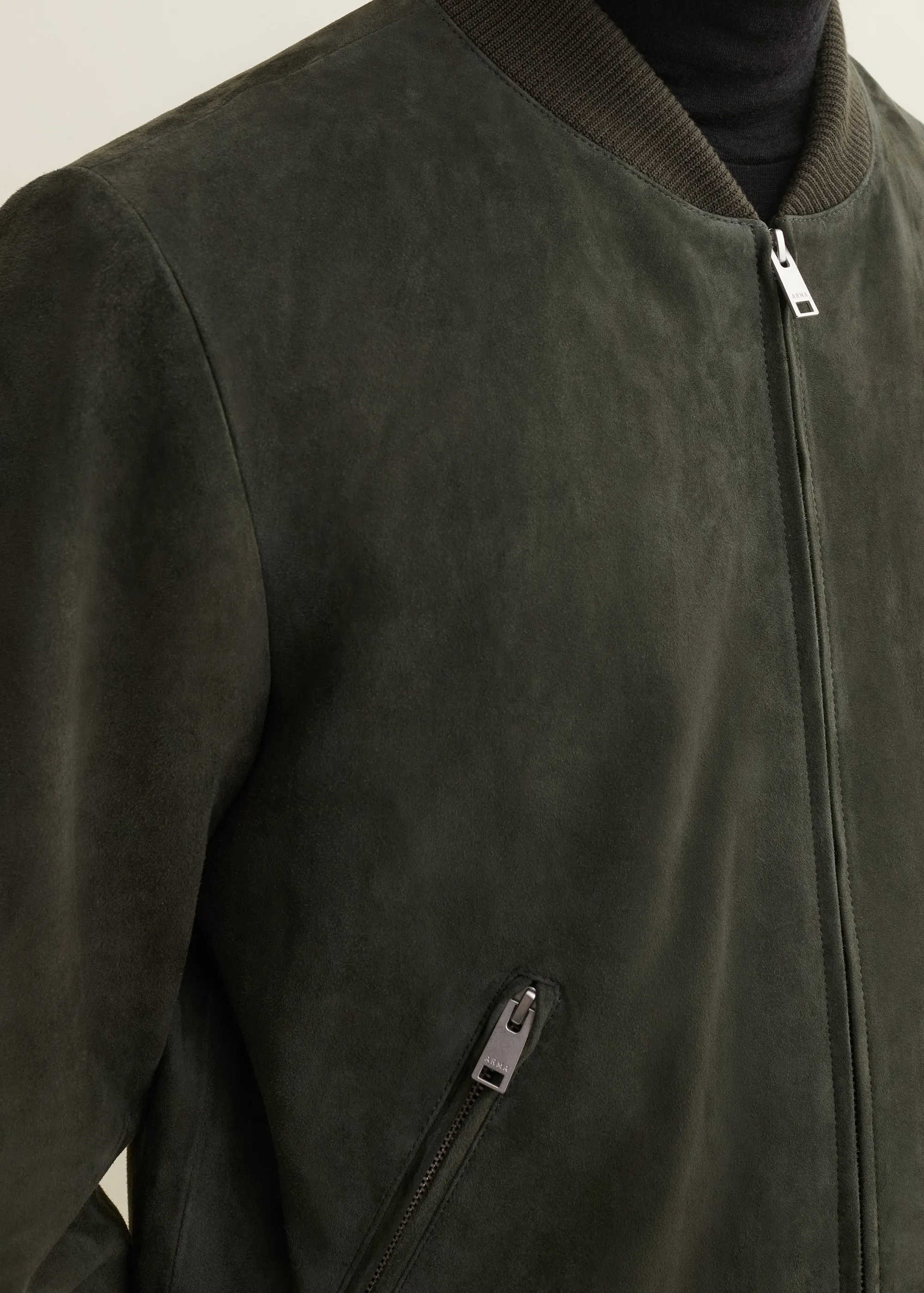 Didier | Suede Bomber Jacket | Dark Green sold by ARMA product image thumbnail 3