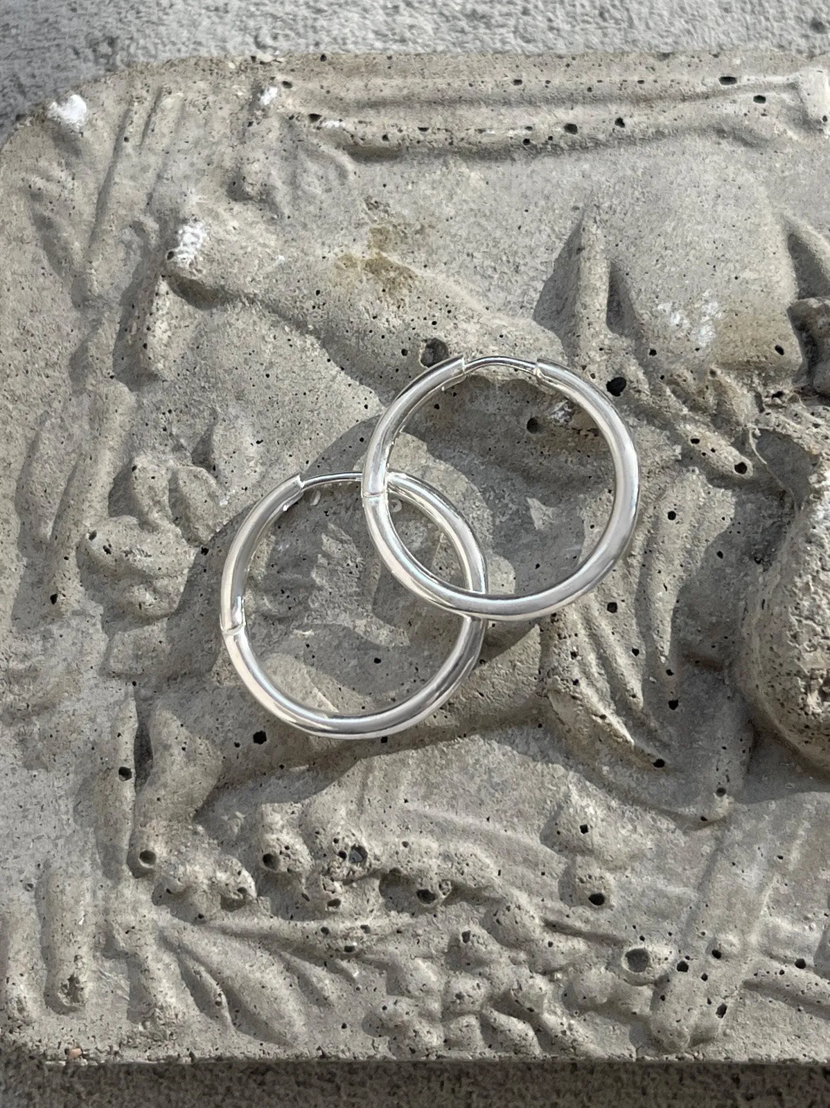 Silver Medium Seamless Hoops sold by Laura Lombardi product image thumbnail 3