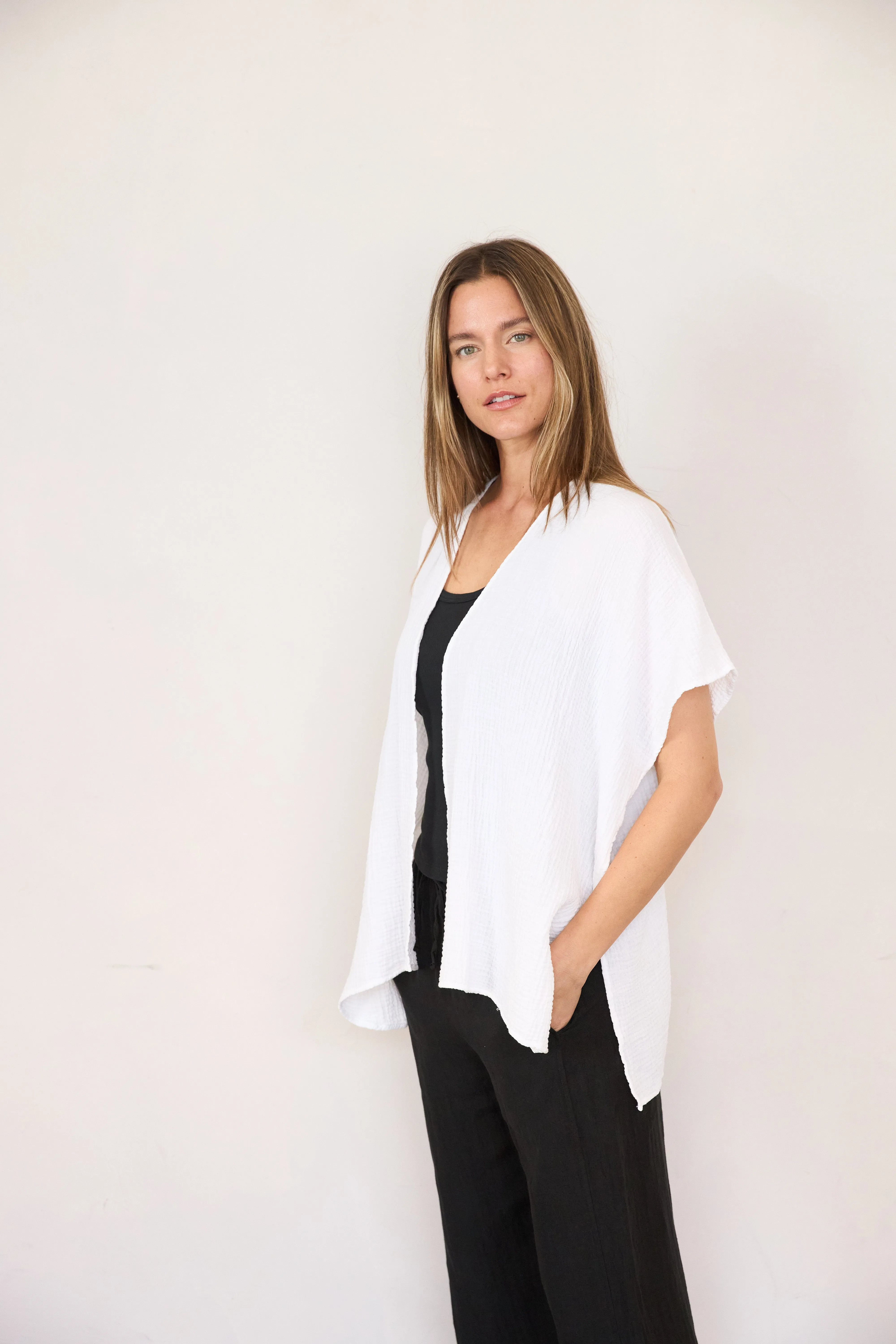 Organic Short Sleeve Gauze Cardigan sold by It is well L.A. product image thumbnail 2