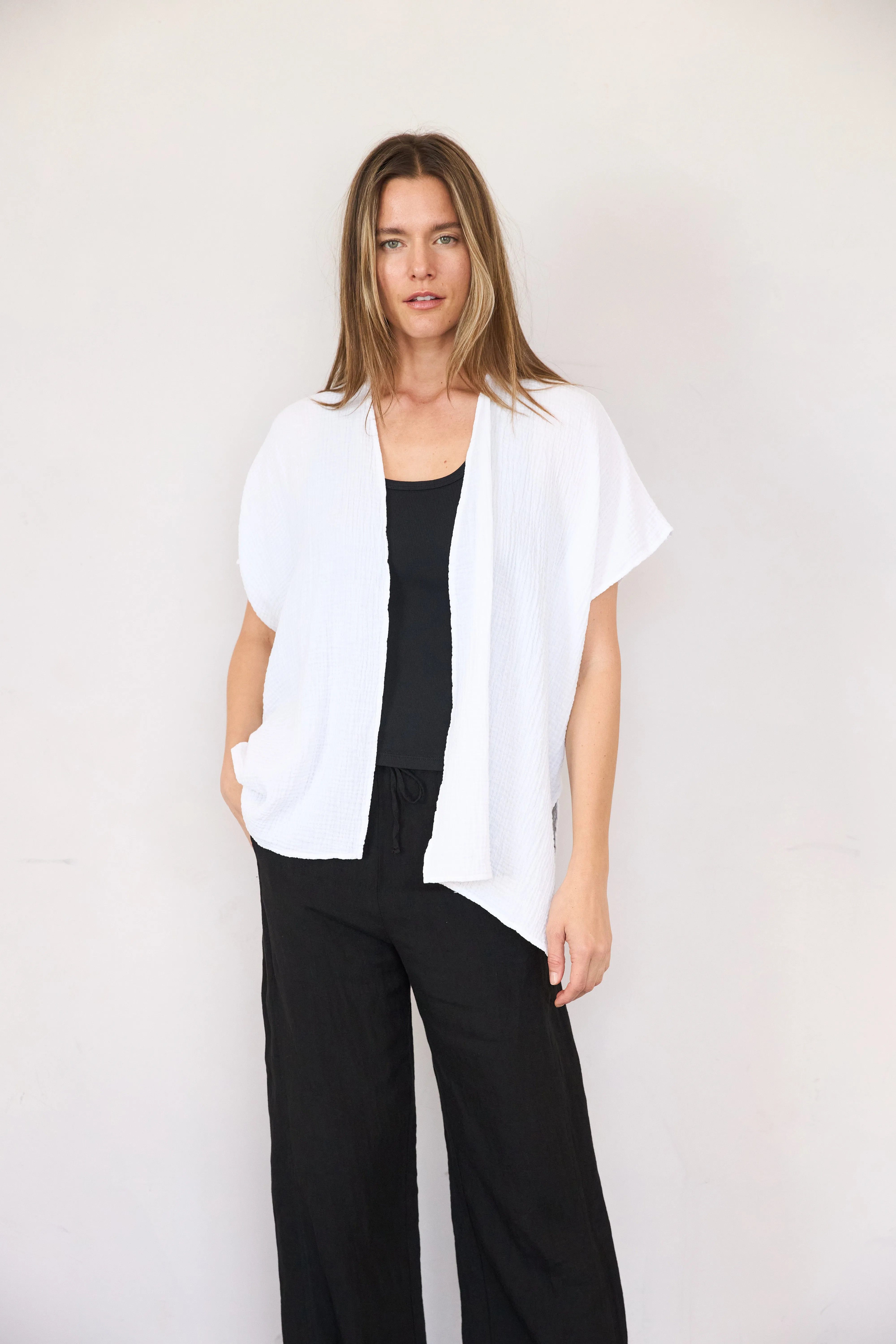 Organic Short Sleeve Gauze Cardigan sold by It is well L.A.