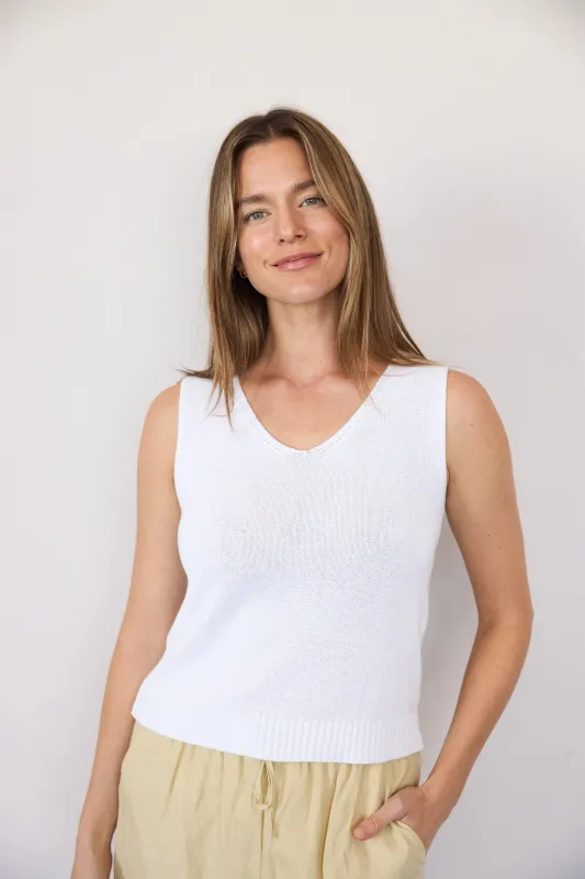 Cotton V-neck Sweater Tank made by It is well L.A.
