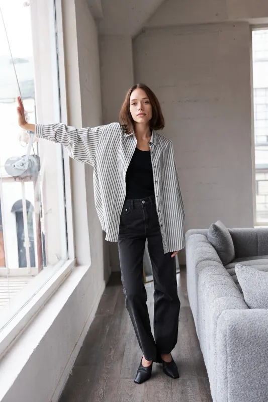 Oversized Stripe Button Down Shirt made by It is well L.A.