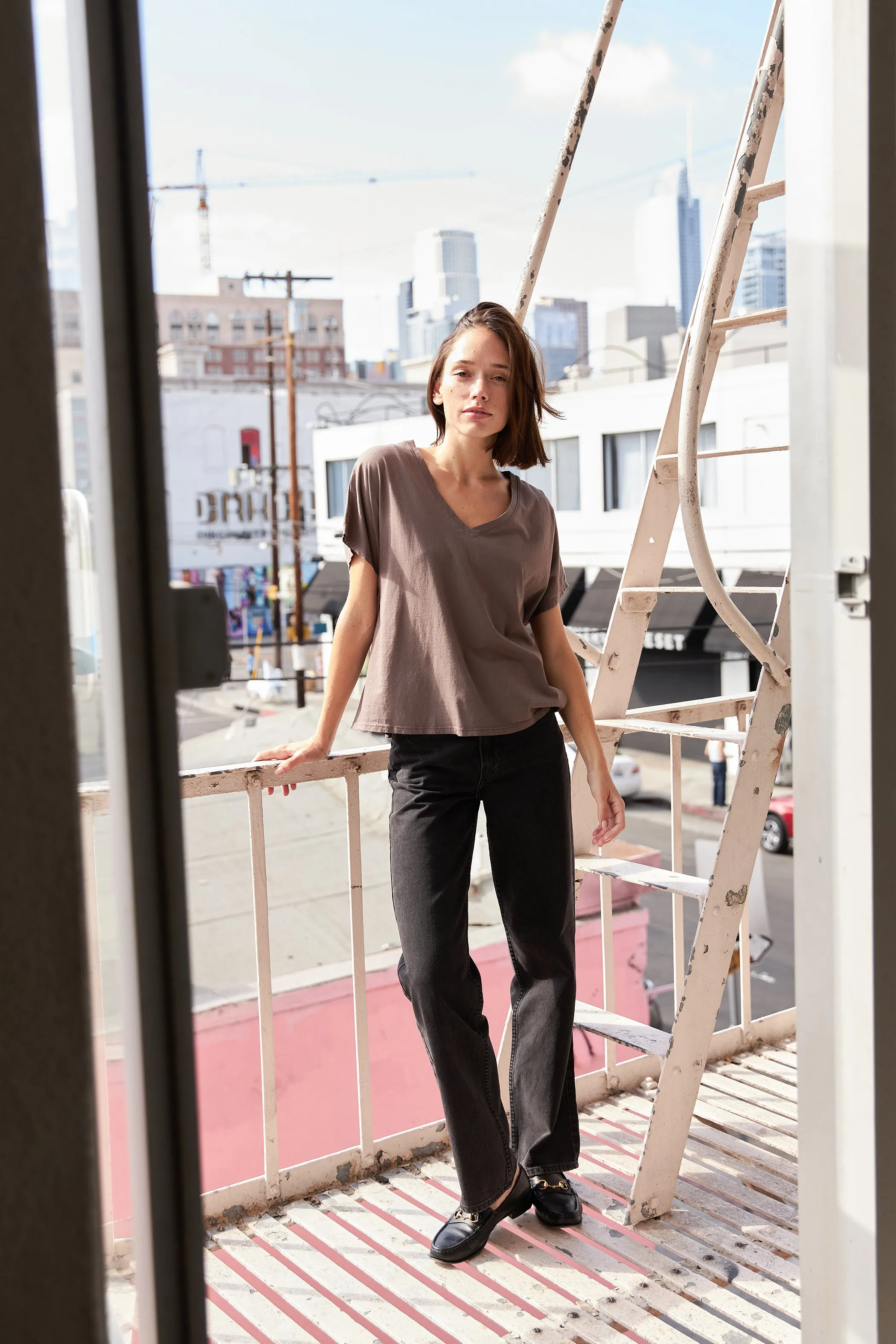 Organic Cotton V-Neck Boxy T-Shirt sold by It is well L.A. product image thumbnail 2