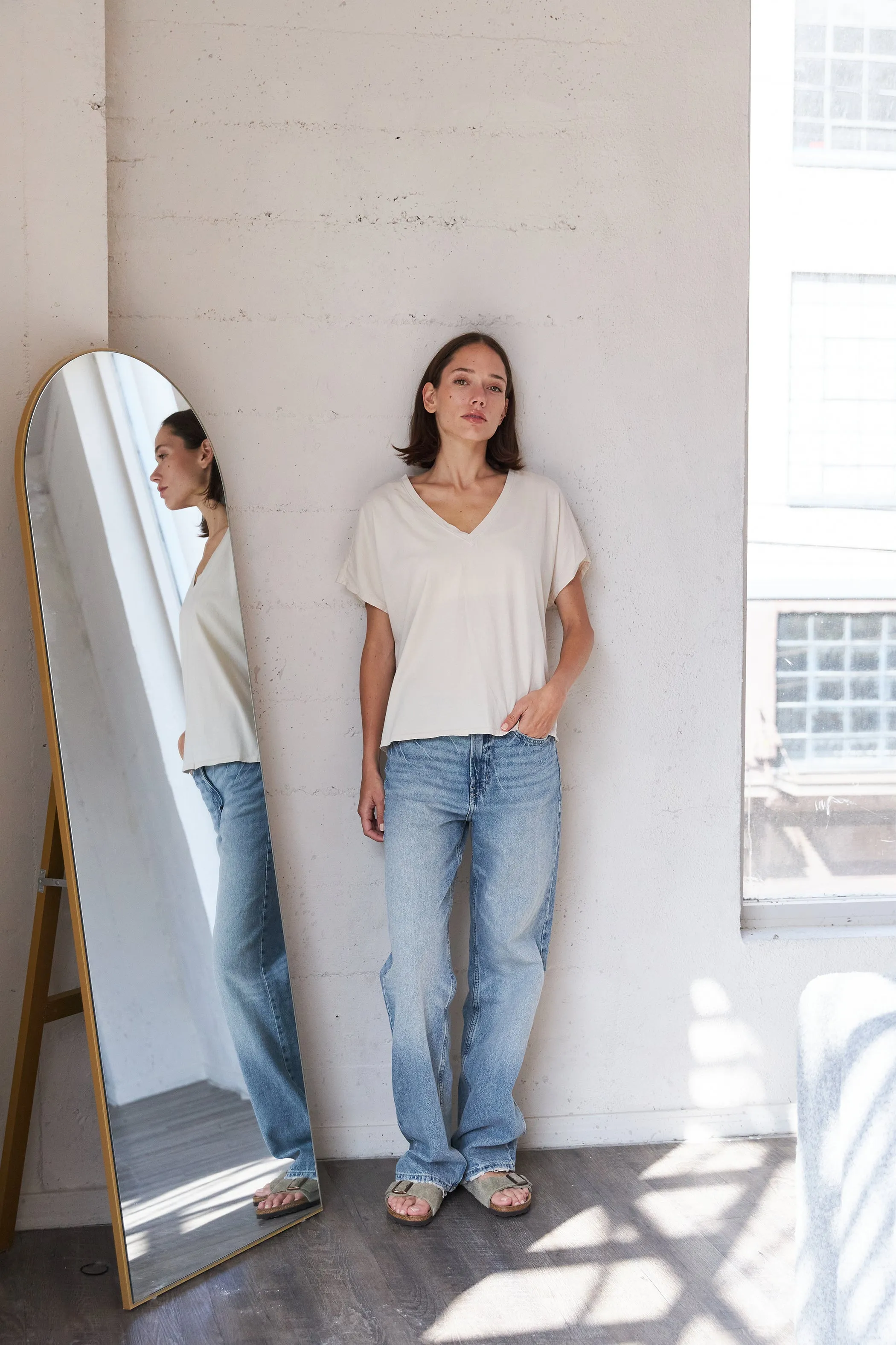 Organic Cotton V-Neck Boxy T-Shirt sold by It is well L.A.