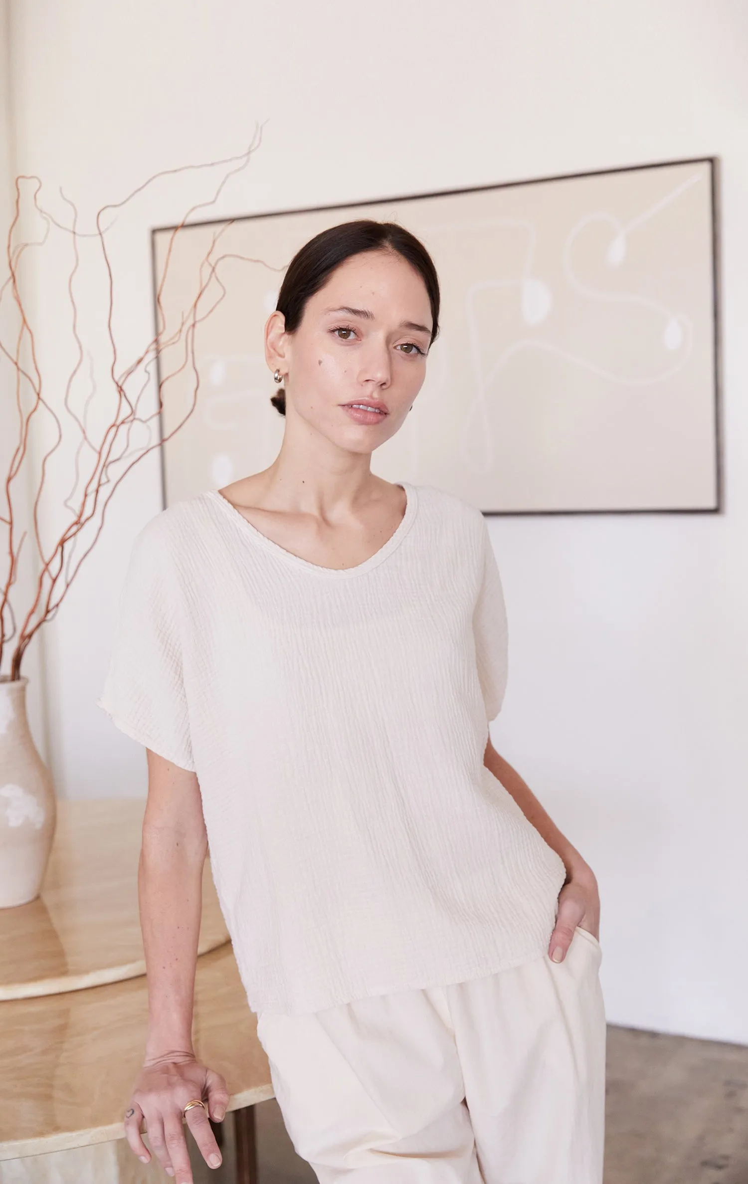 Organic Short Sleeve Gauze Top sold by It is well L.A. product image thumbnail 3