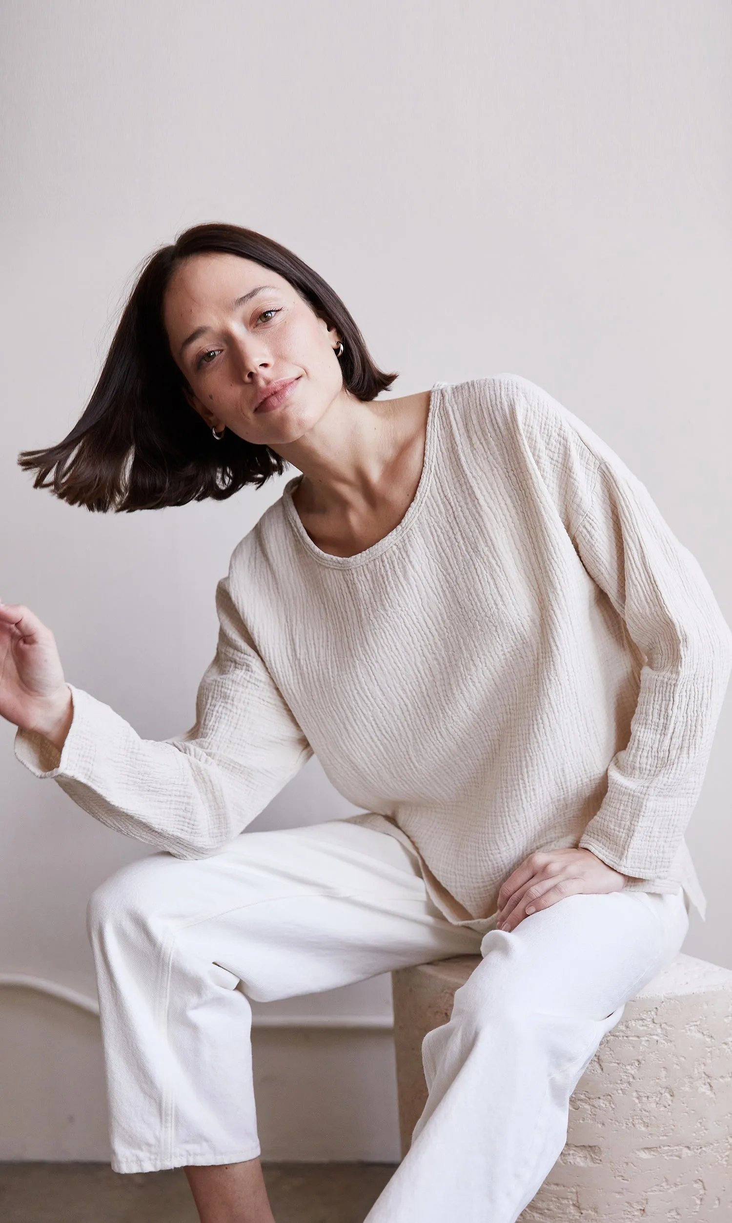 Organic Long Sleeve Gauze Top sold by It is well L.A.