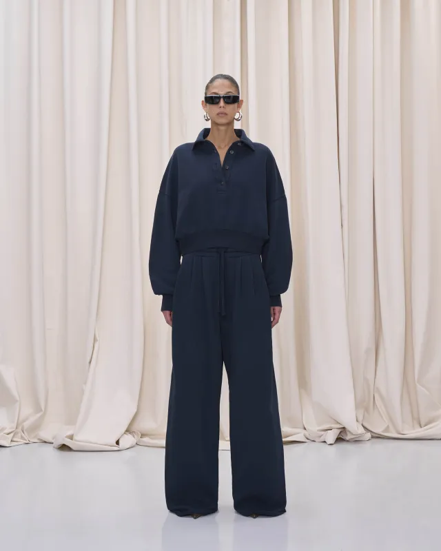 EDIE POLO SWEATSHIRT // NAVY made by Haikure