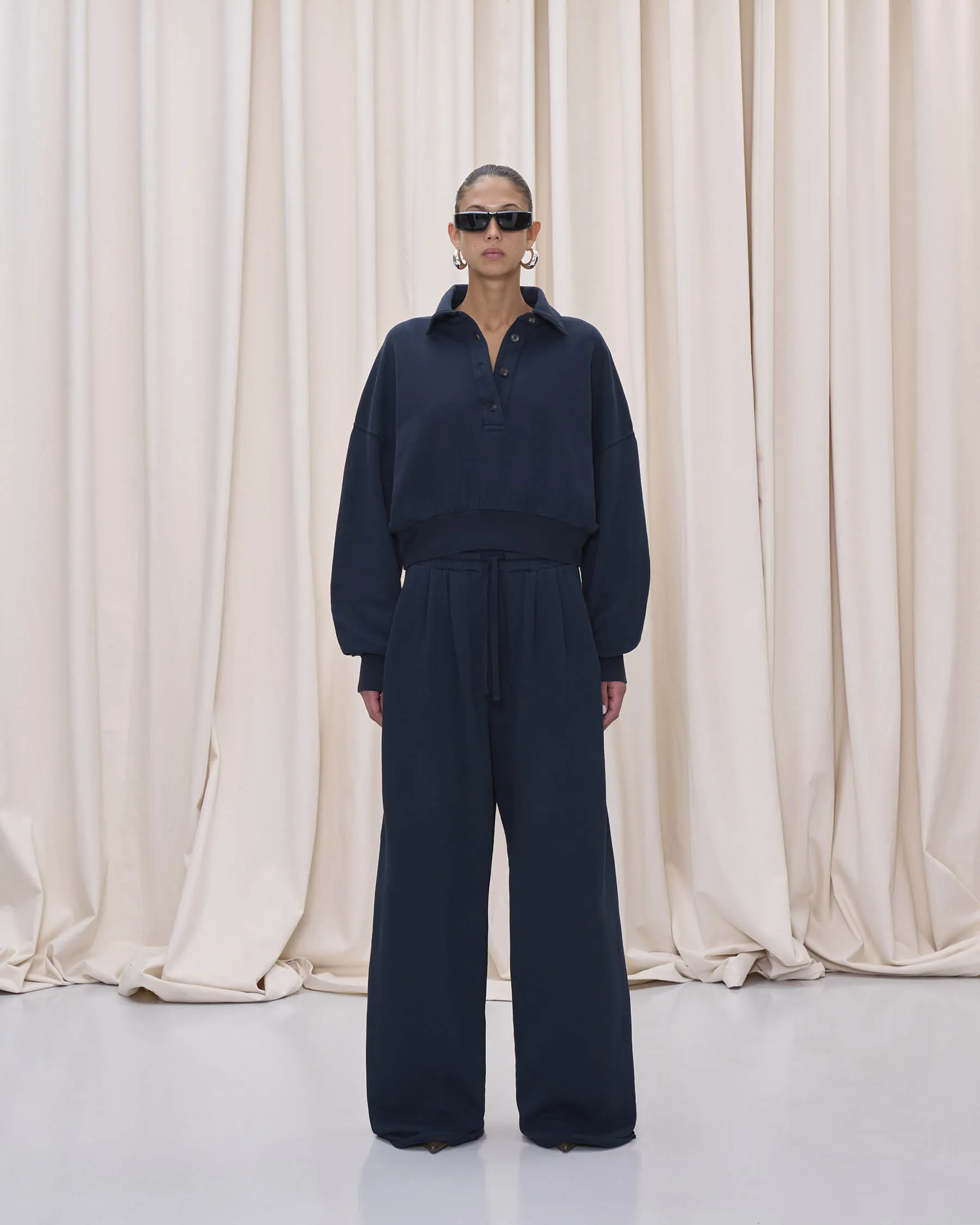 EDIE POLO SWEATSHIRT // NAVY sold by Haikure