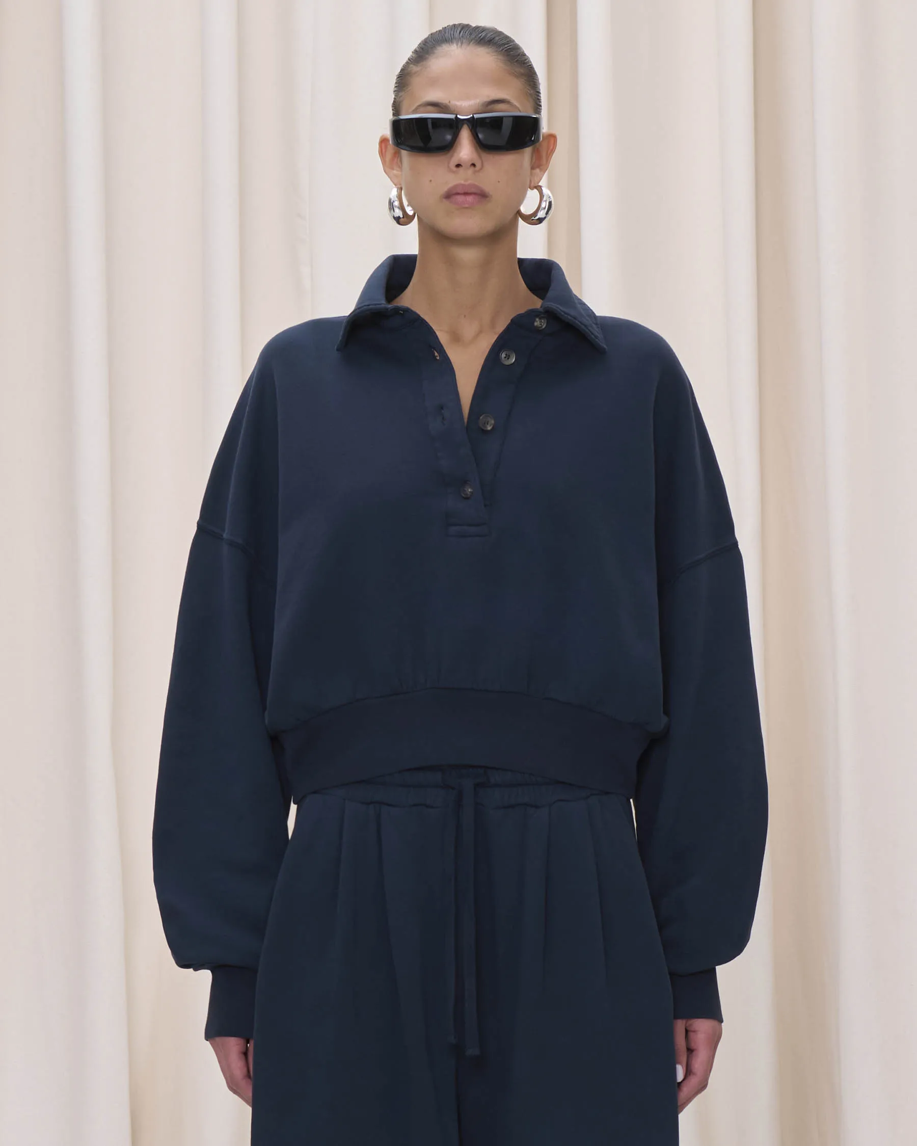 EDIE POLO SWEATSHIRT // NAVY sold by Haikure product image thumbnail 2