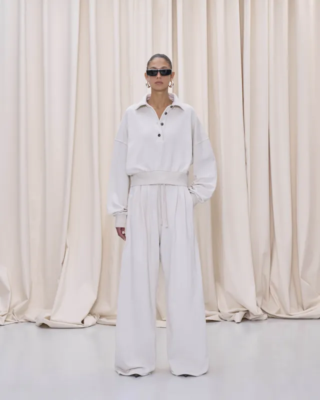 EDIE POLO SWEATSHIRT // ECRU made by Haikure