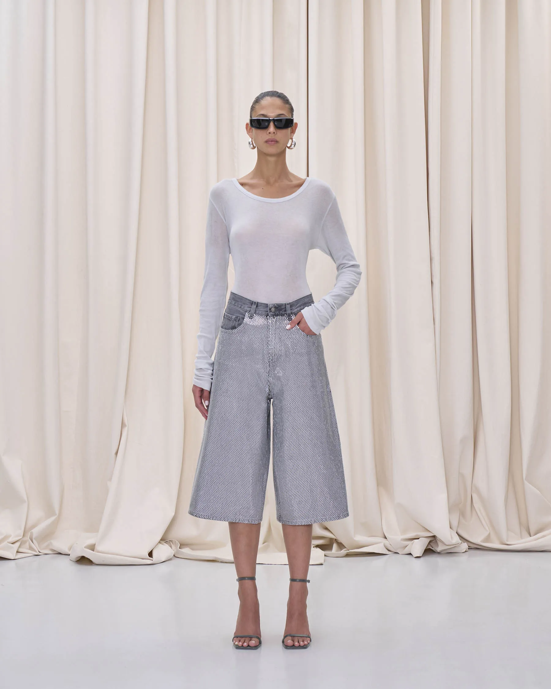 BELLE BERMUDA DENIM // STAPLED BLACK sold by Haikure product image thumbnail 3