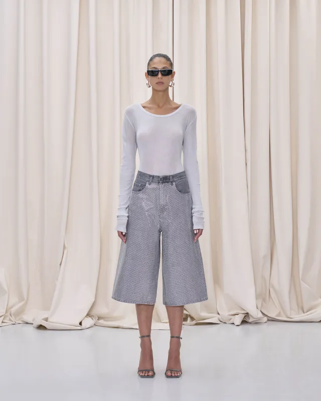 BELLE BERMUDA DENIM // STAPLED BLACK made by Haikure