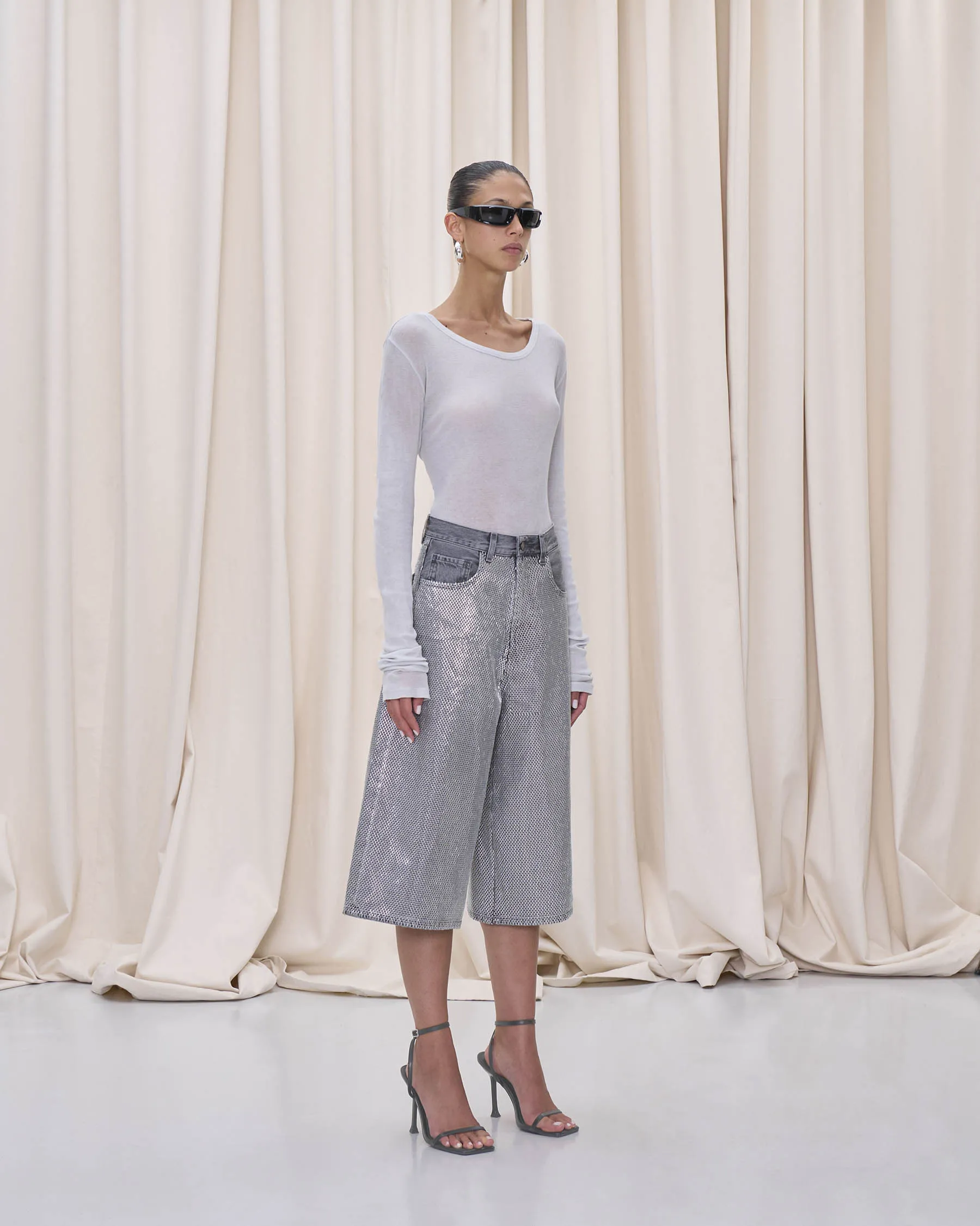 BELLE BERMUDA DENIM // STAPLED BLACK sold by Haikure product image thumbnail 2