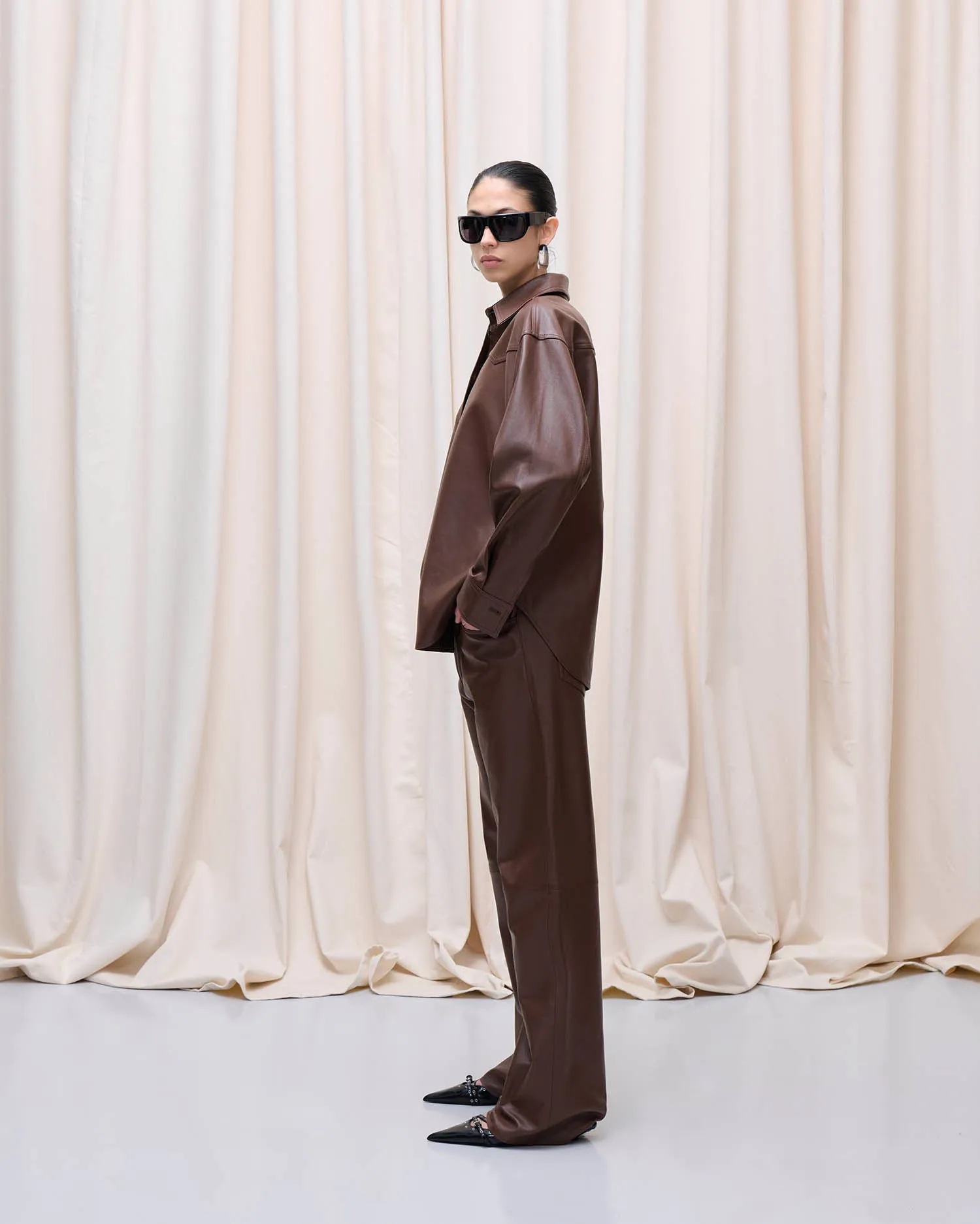 BELTY LEATHER SHIRT // CHOCOLATE sold by Haikure product image thumbnail 3