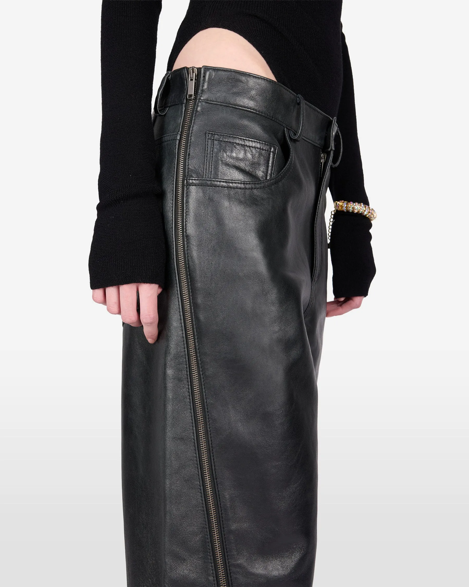 BONNIE ZIP LEATHER PANTS // BLACK sold by Haikure product image thumbnail 4