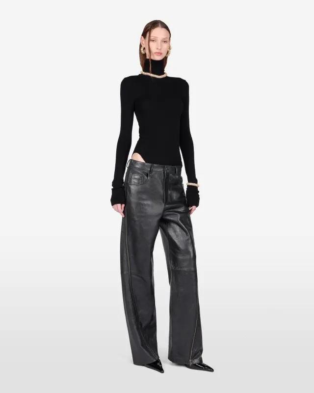 BONNIE ZIP LEATHER PANTS // BLACK made by Haikure