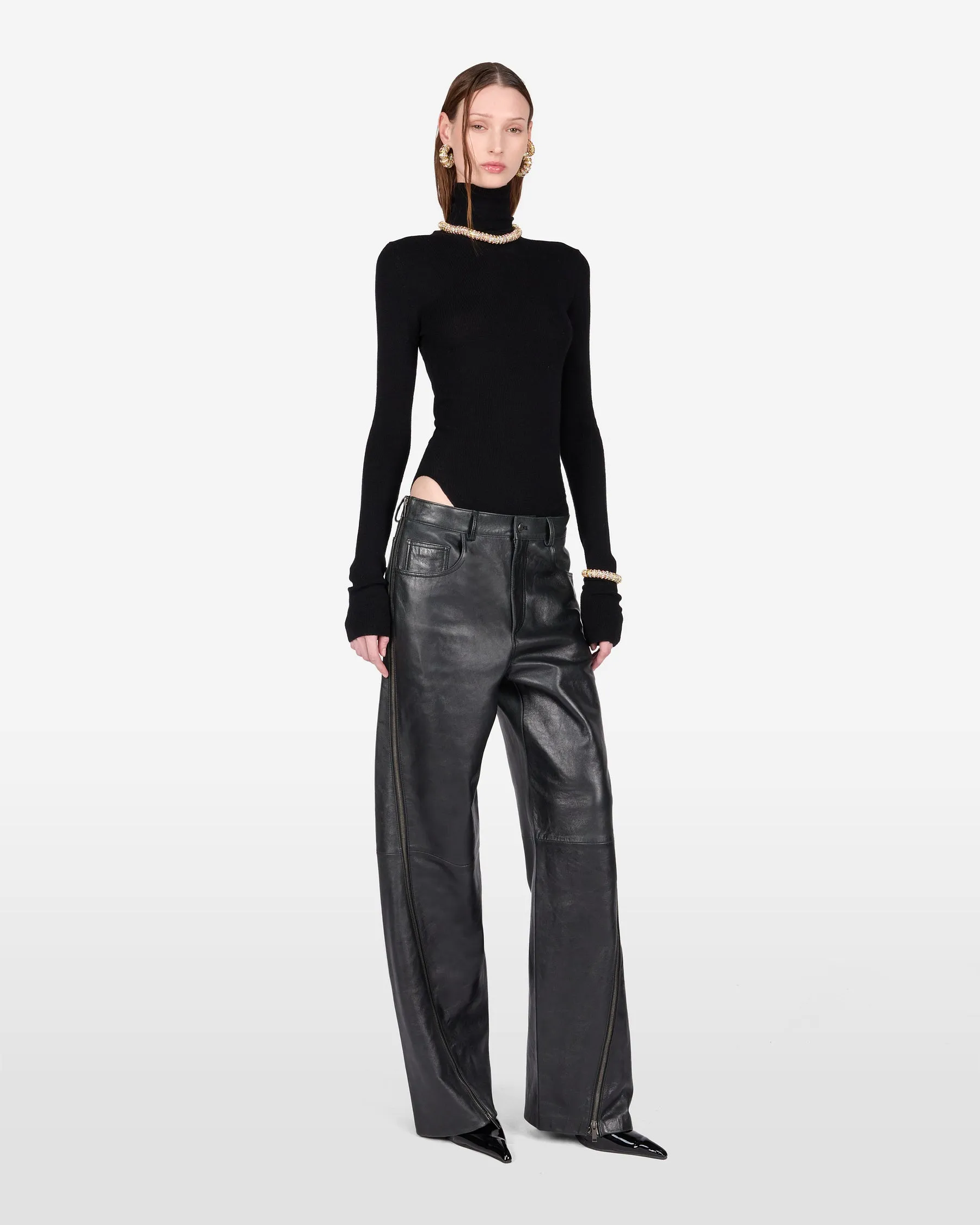BONNIE ZIP LEATHER PANTS // BLACK sold by Haikure