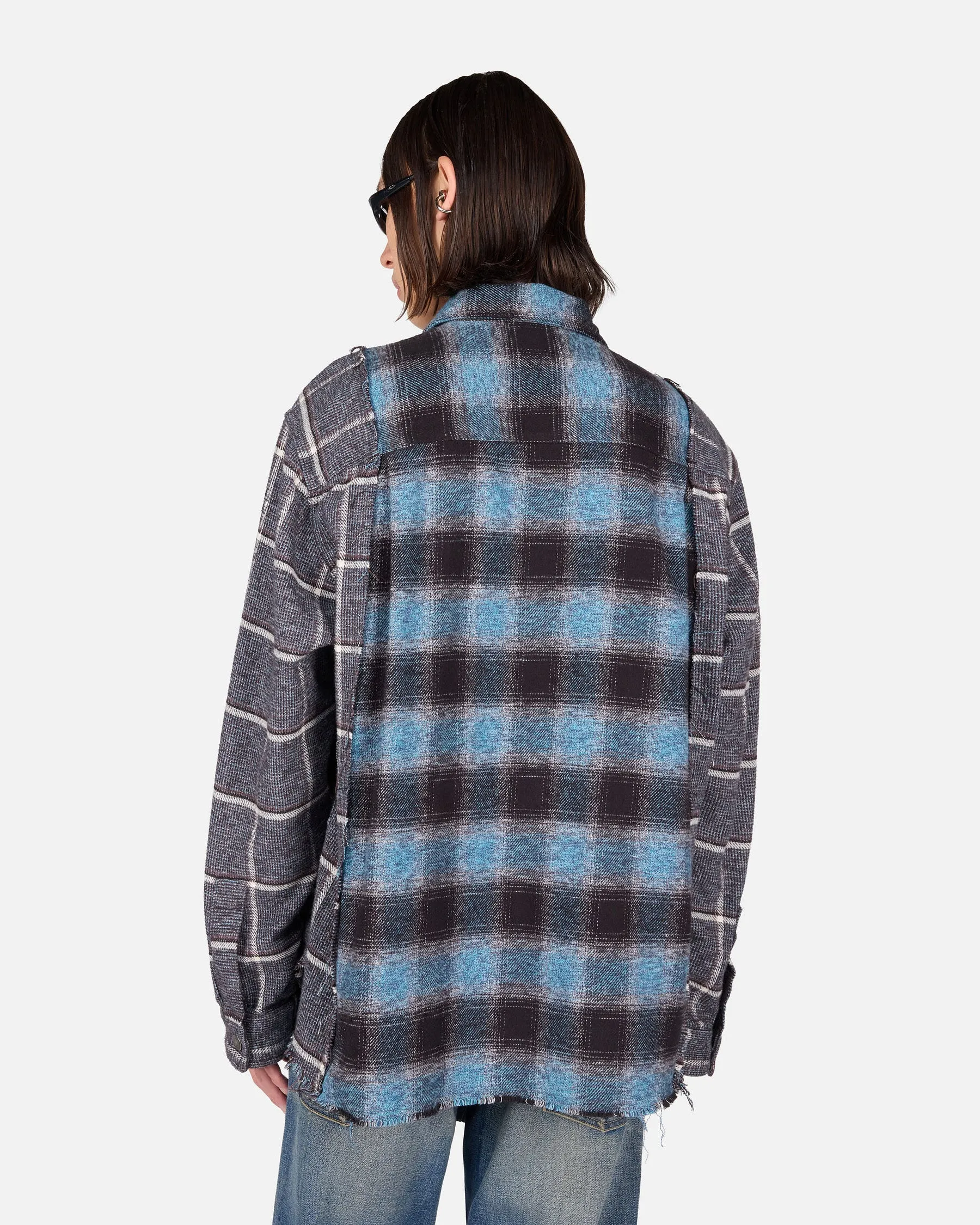 ARNO DOUBLE CHECK SHIRT// CHECK BLACK AND BLUE sold by Haikure product image thumbnail 3