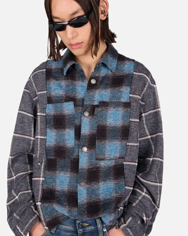 ARNO DOUBLE CHECK SHIRT// CHECK BLACK AND BLUE made by Haikure