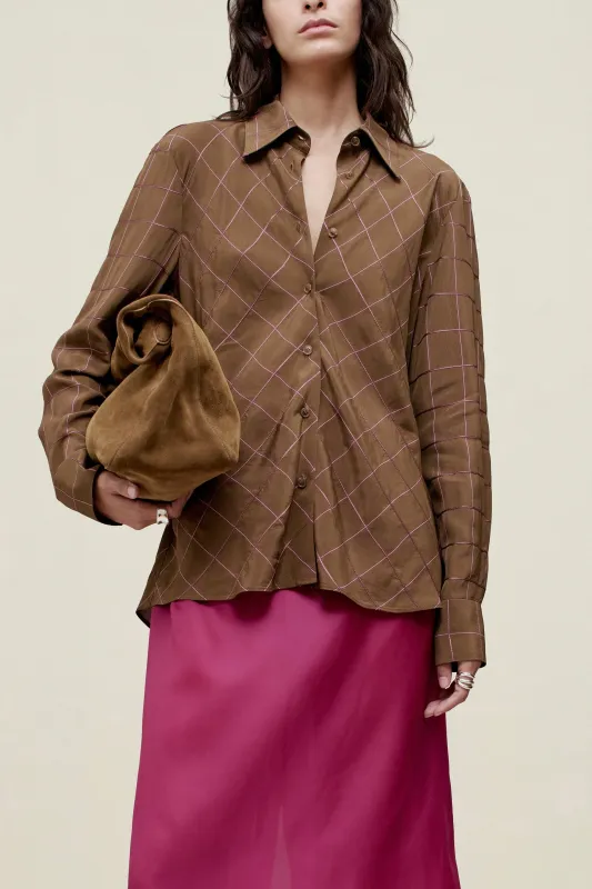 Joan Bias Button Down in Viscose Ribbon sold by Kall Meyer