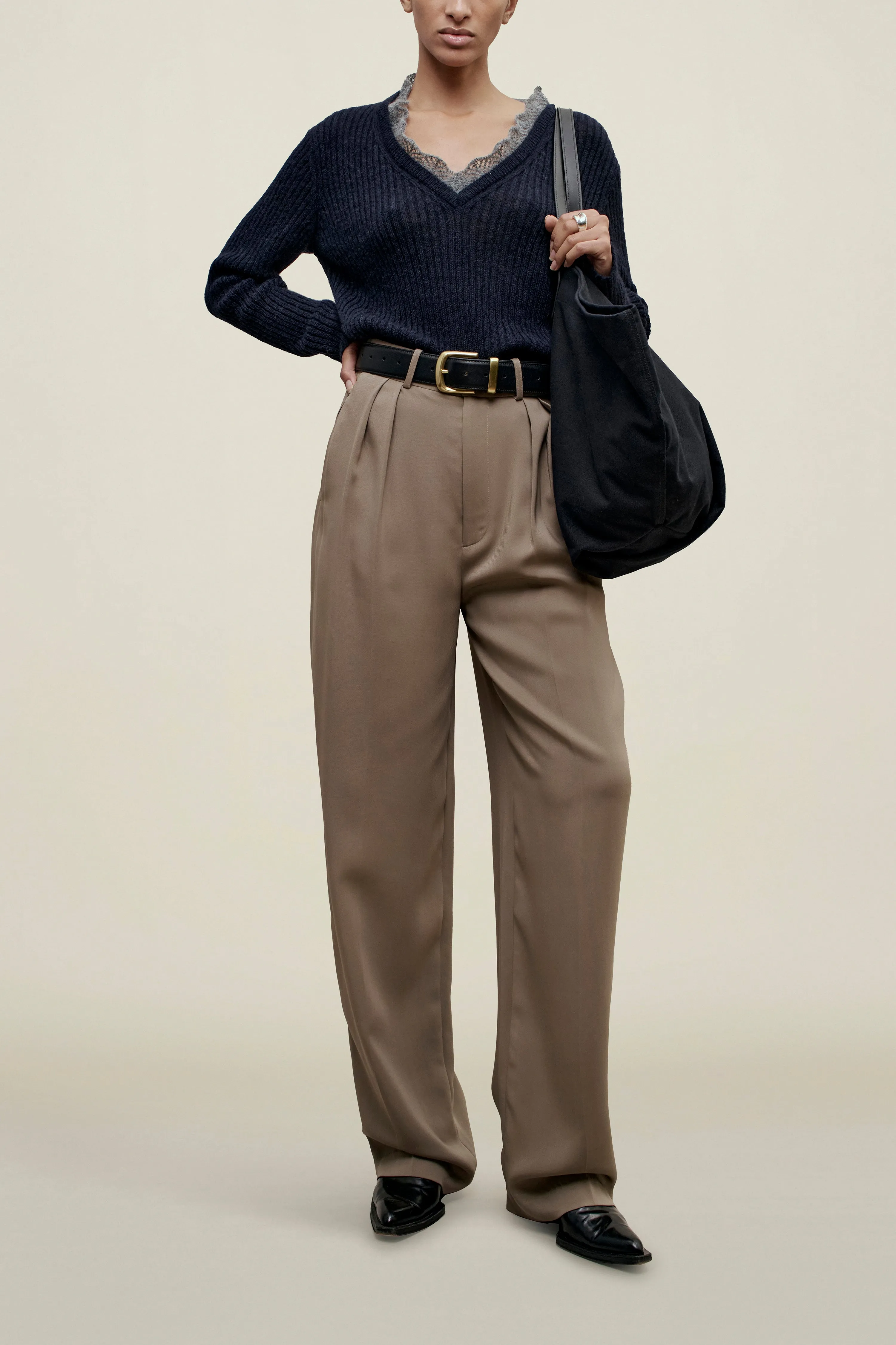 Aiden Pleated Trouser in Viscose Cady sold by Kall Meyer product image thumbnail 3
