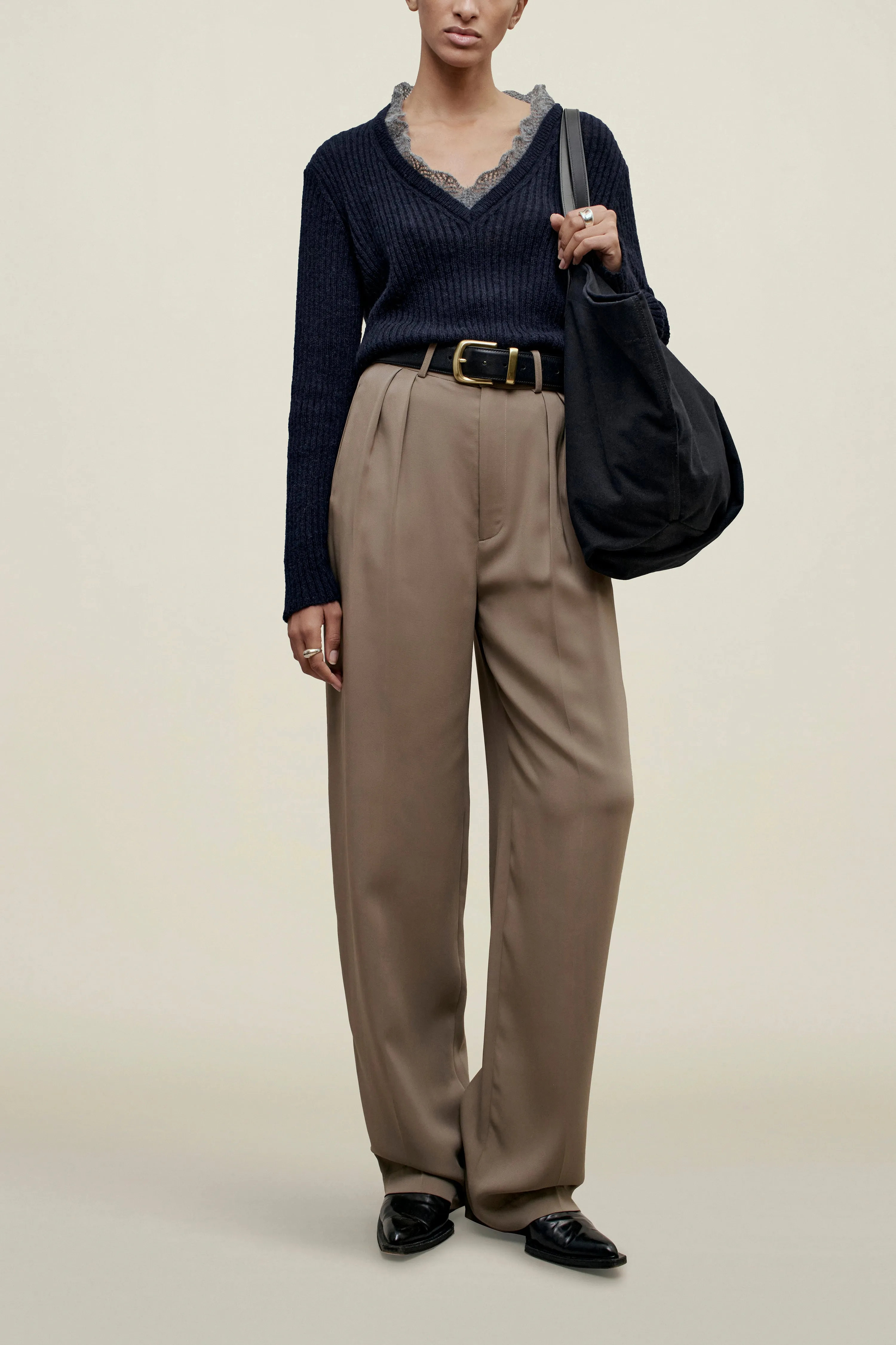 Aiden Pleated Trouser in Viscose Cady sold by Kall Meyer product image thumbnail 2
