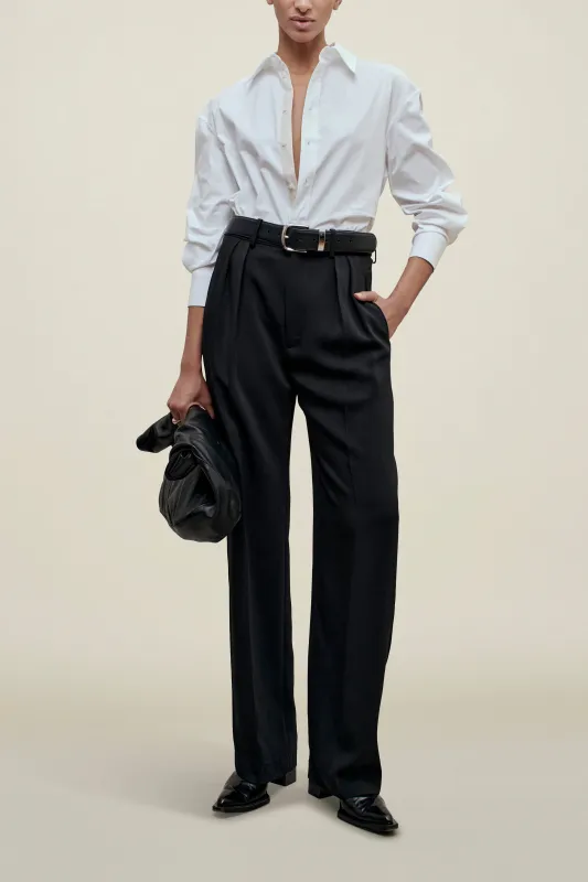 Aiden Pleated Trouser in Viscose Cady made by Kall Meyer