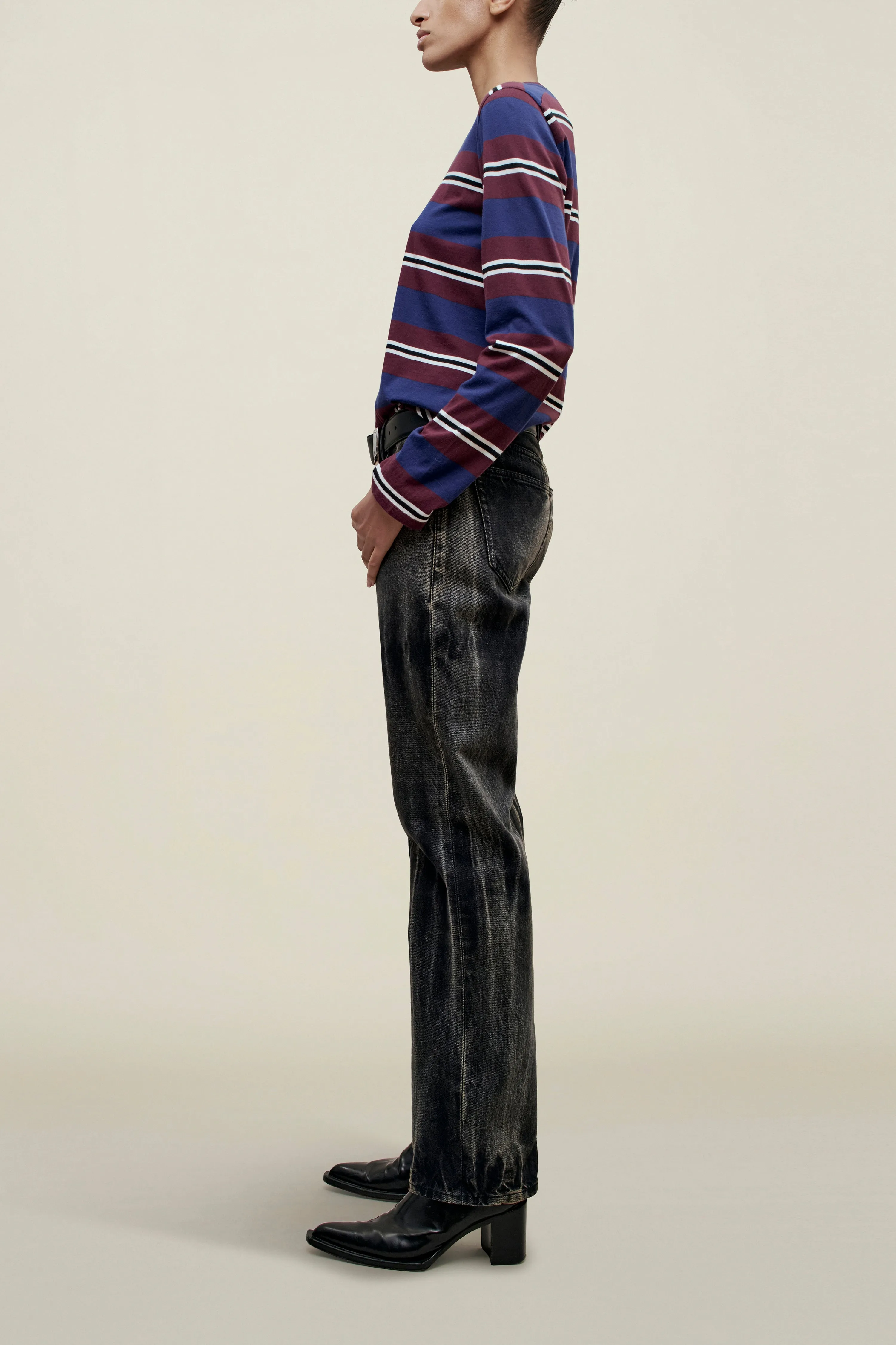 Wynn Long Sleeve in Bordeaux Multi Stripe sold by Kall Meyer product image thumbnail 4