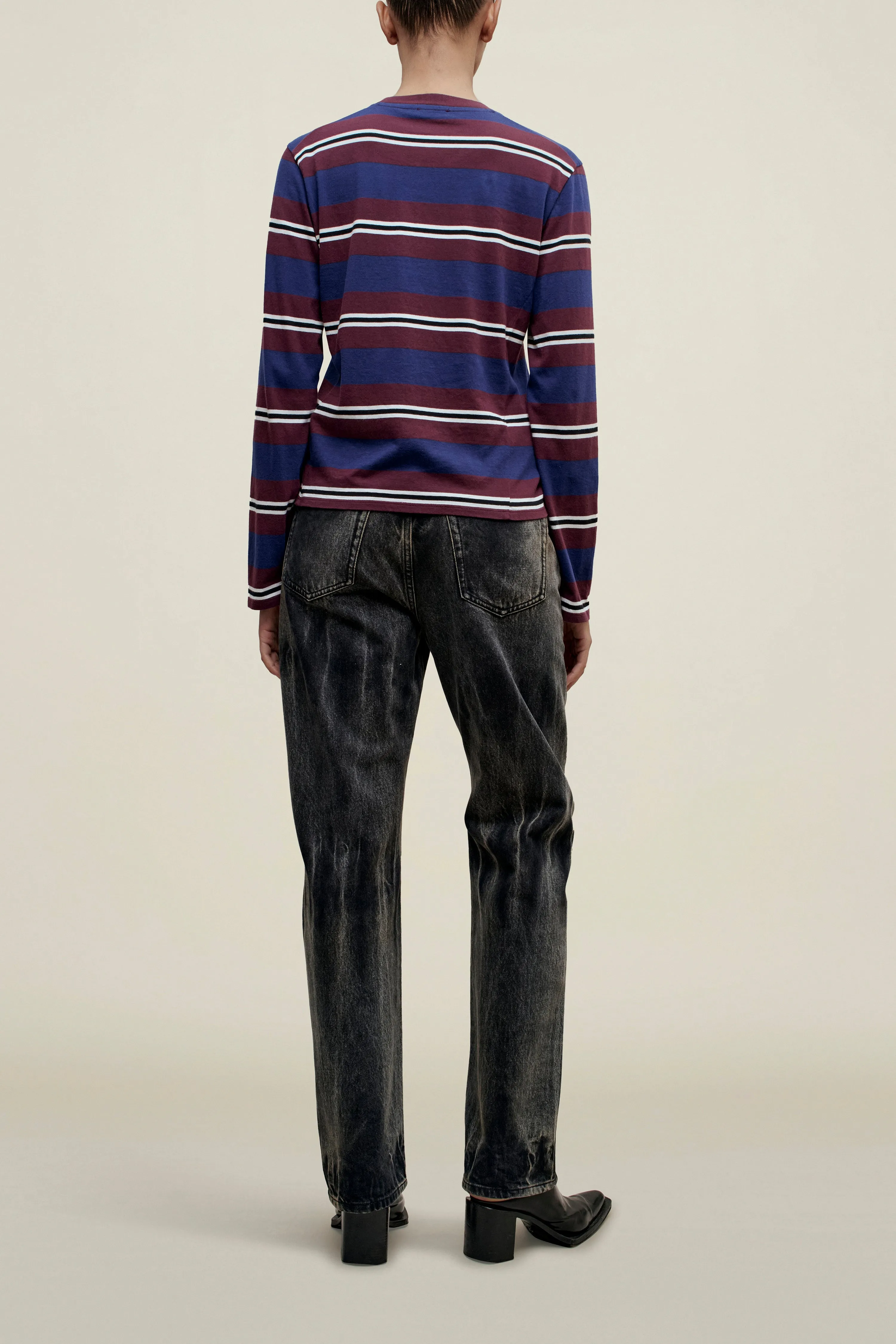 Wynn Long Sleeve in Bordeaux Multi Stripe sold by Kall Meyer product image thumbnail 5