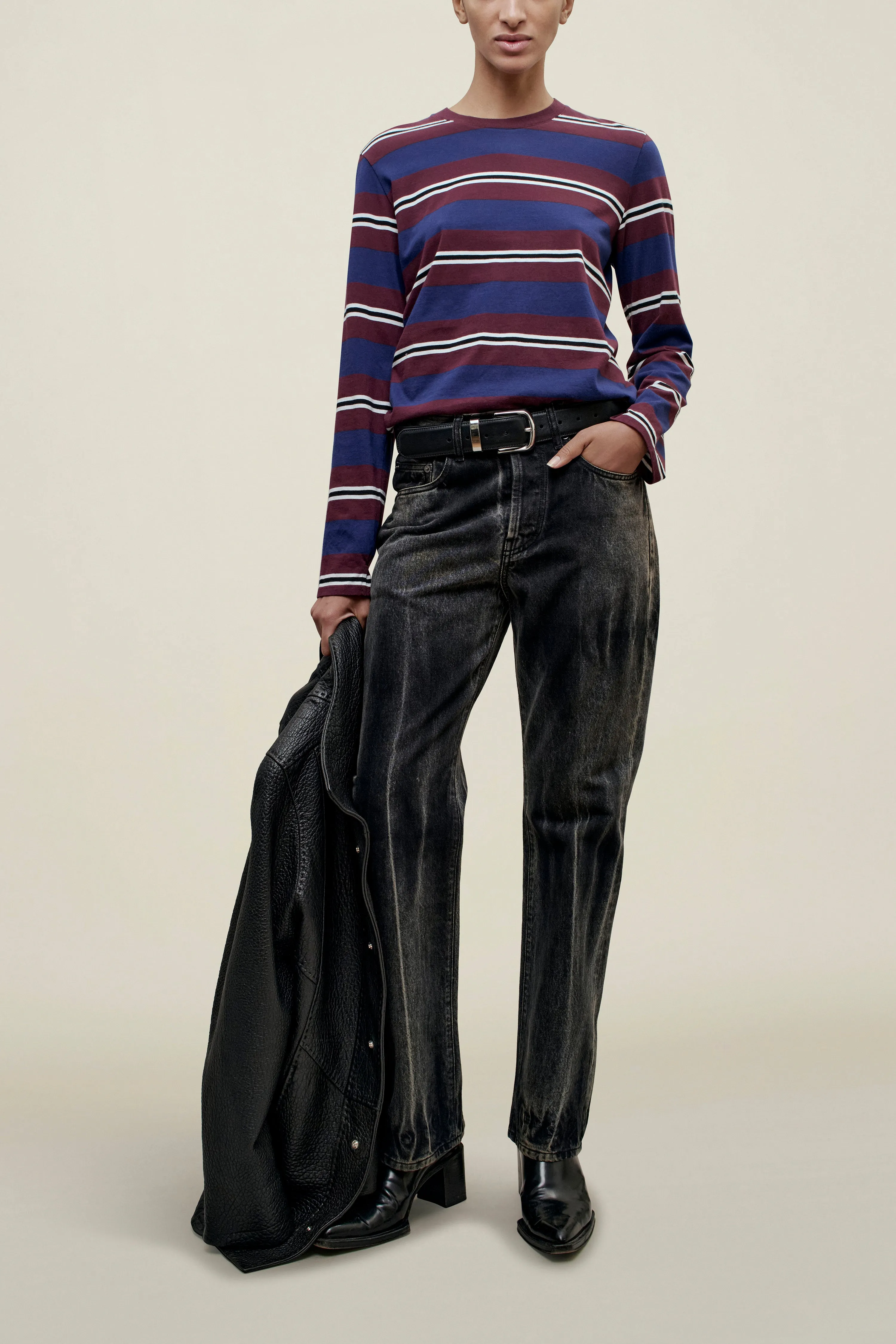 Wynn Long Sleeve in Bordeaux Multi Stripe sold by Kall Meyer product image thumbnail 2