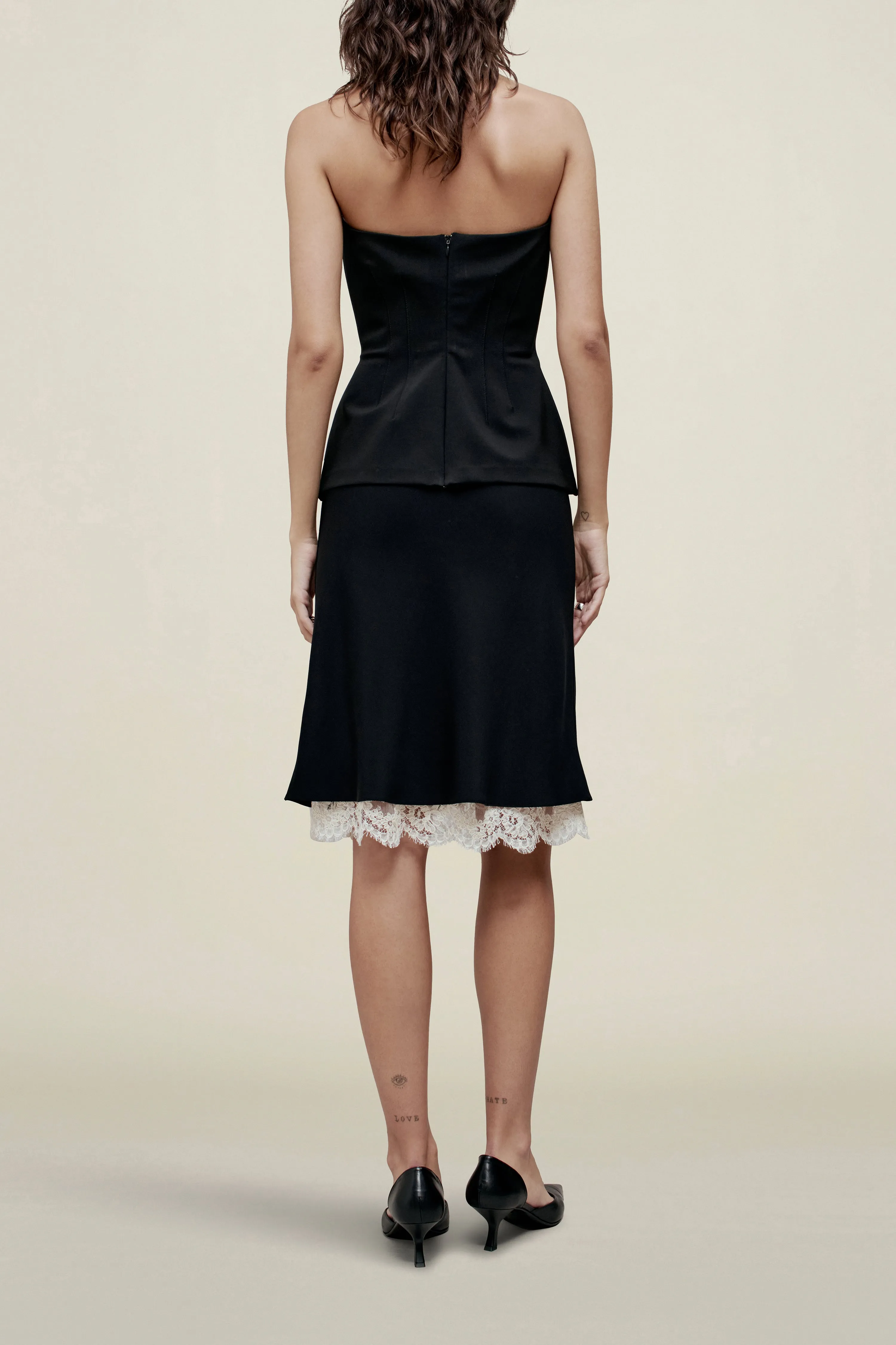 Nola Layered Skirt in Viscose Cady and Lace sold by Kall Meyer product image thumbnail 4