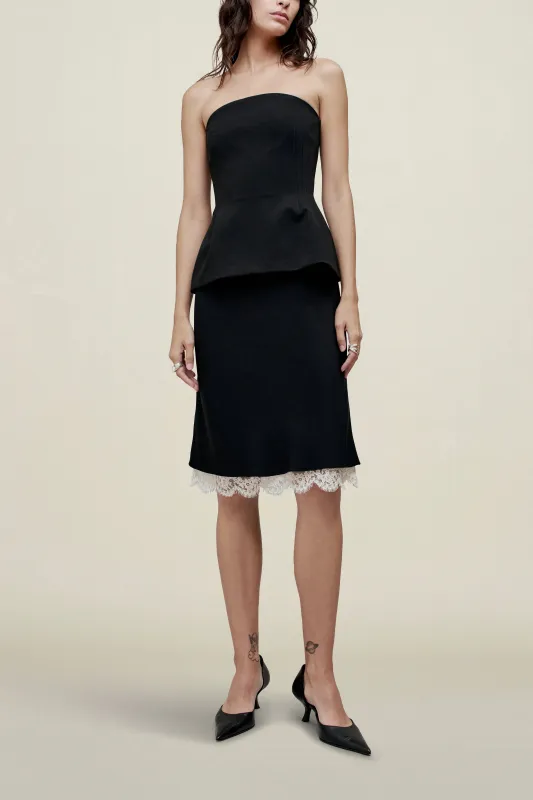 Nola Layered Skirt in Viscose Cady and Lace sold by Kall Meyer