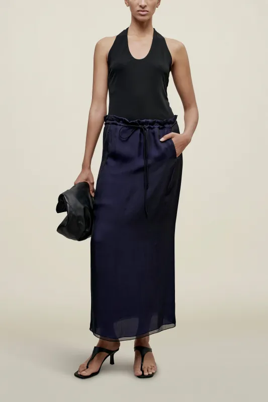 Regina Drawstring Skirt in Trapped Silk made by Kall Meyer