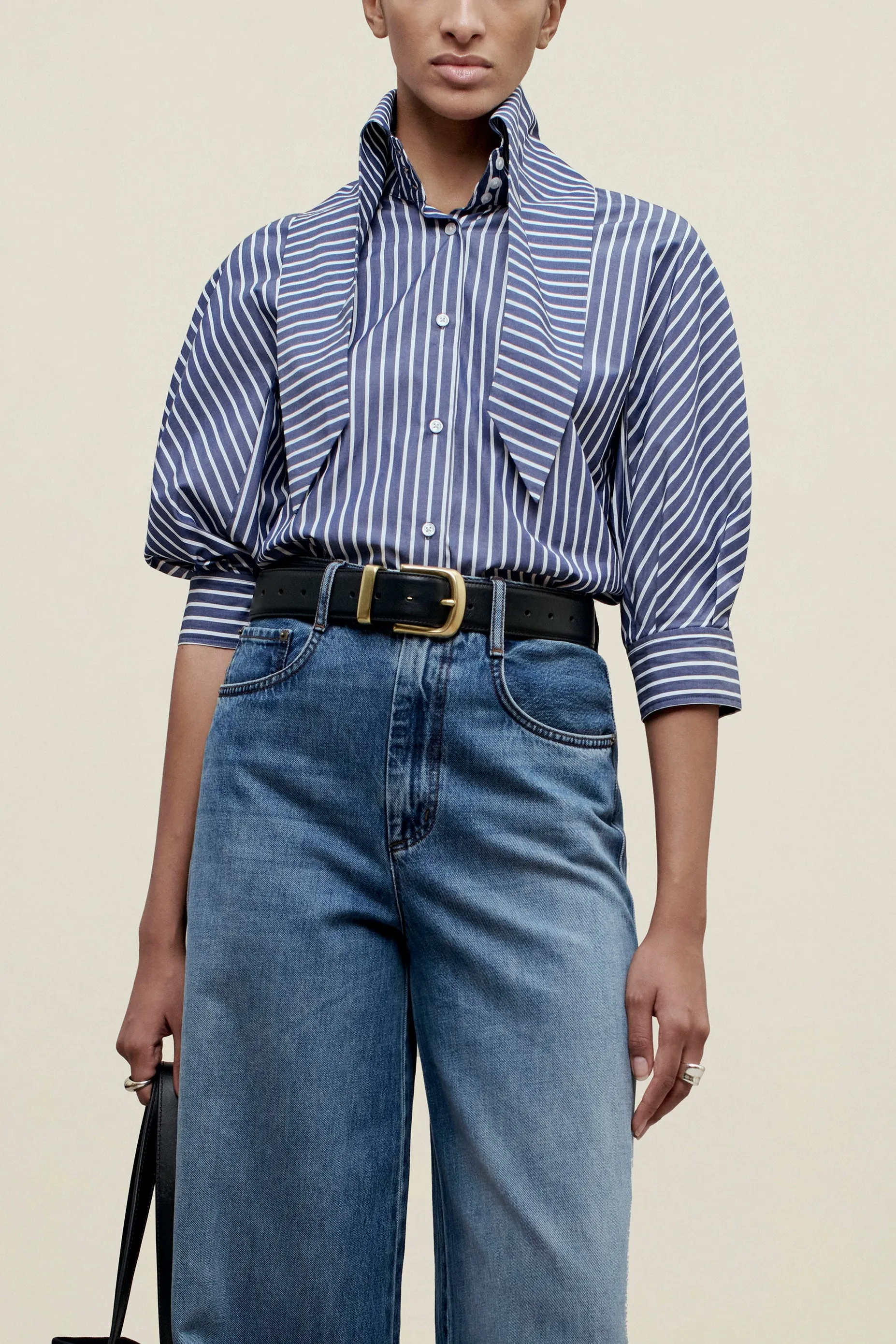 Lilette 3/4 Sleeve Button Down in Cotton sold by Kall Meyer