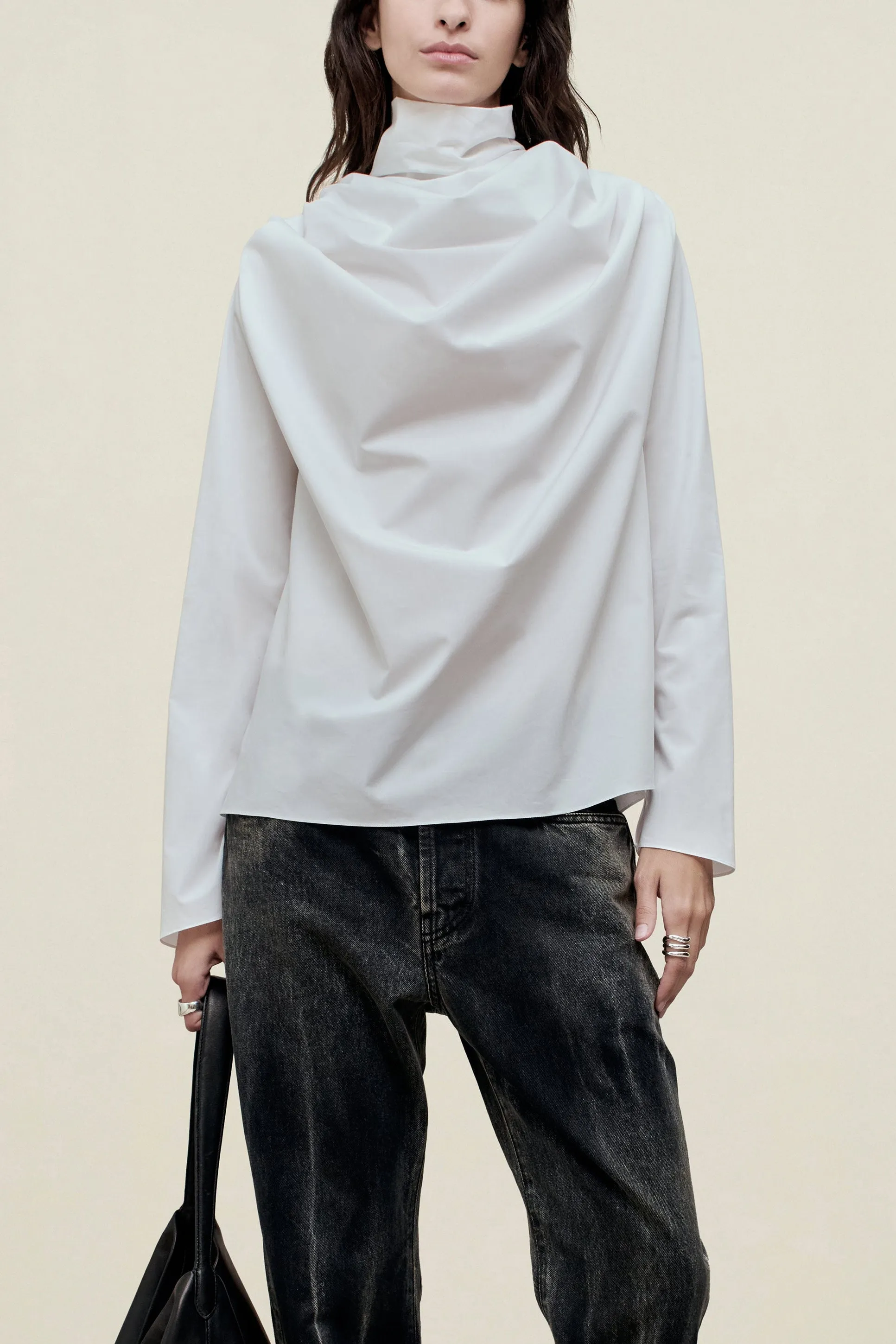 Penelope Draped Blouse in Cotton Poplin sold by Kall Meyer