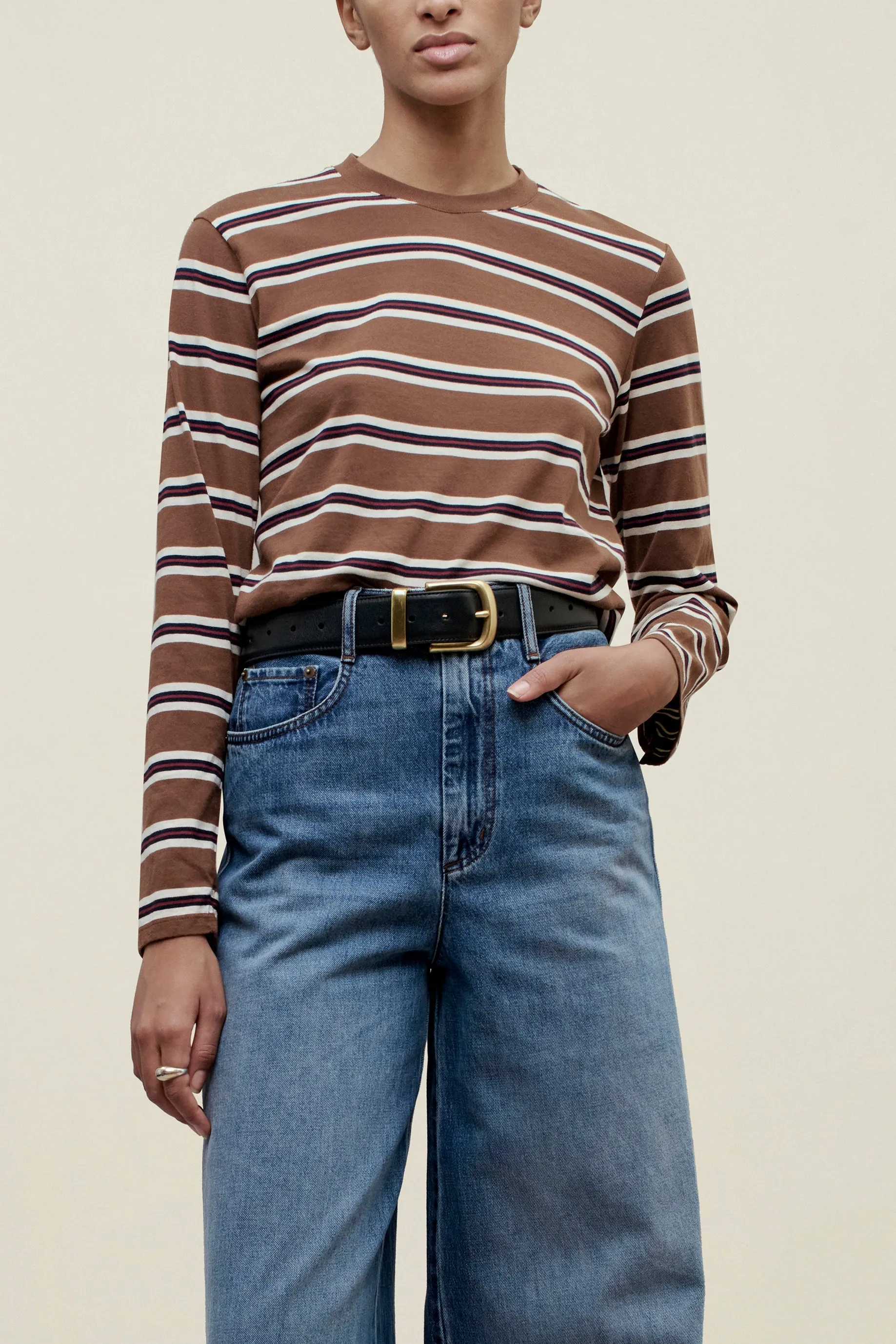 Wynn Long Sleeve in Rust Multi Stripe sold by Kall Meyer