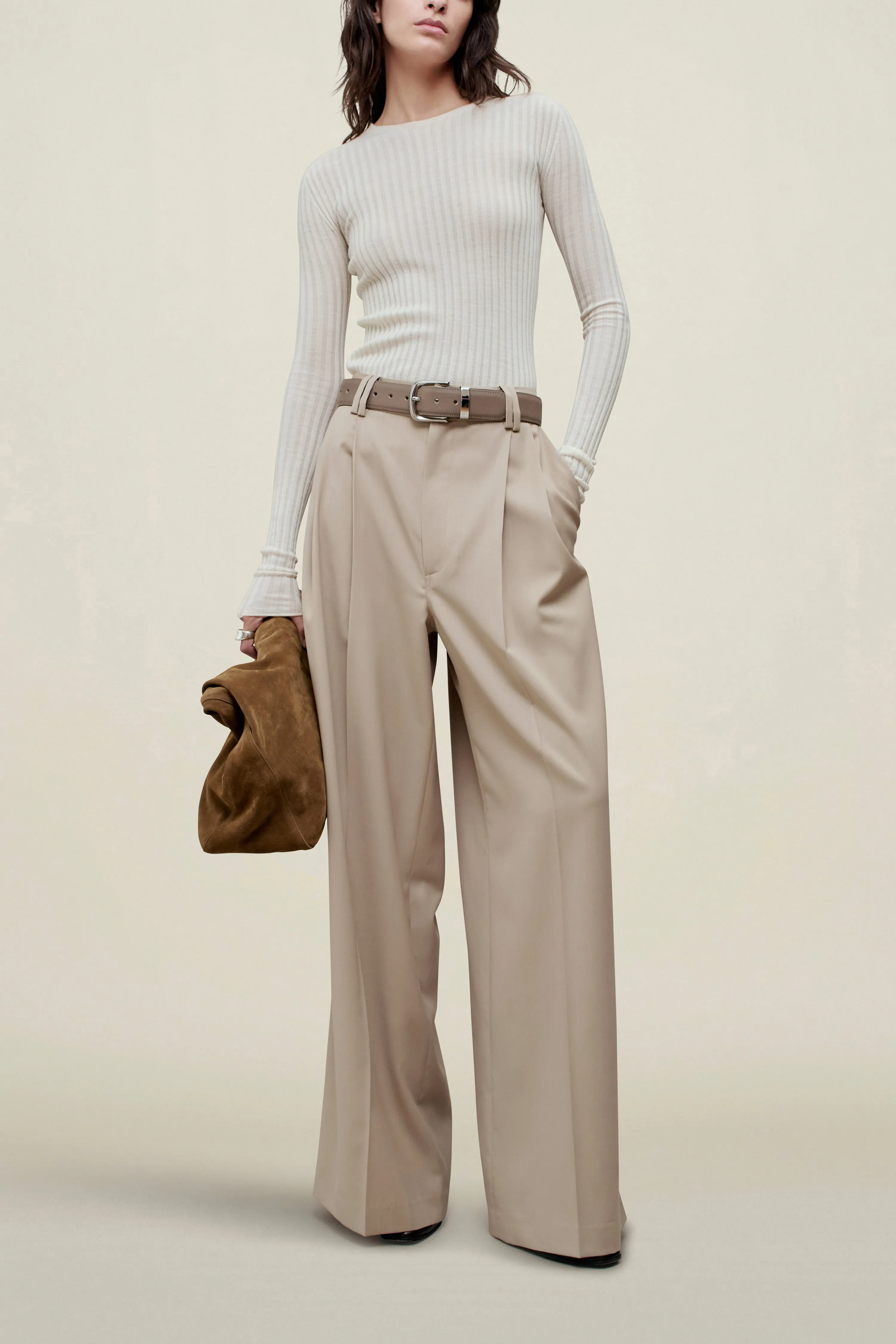 Fatima Wide Leg Trouser in Tropical Wool sold by Kall Meyer product image thumbnail 4