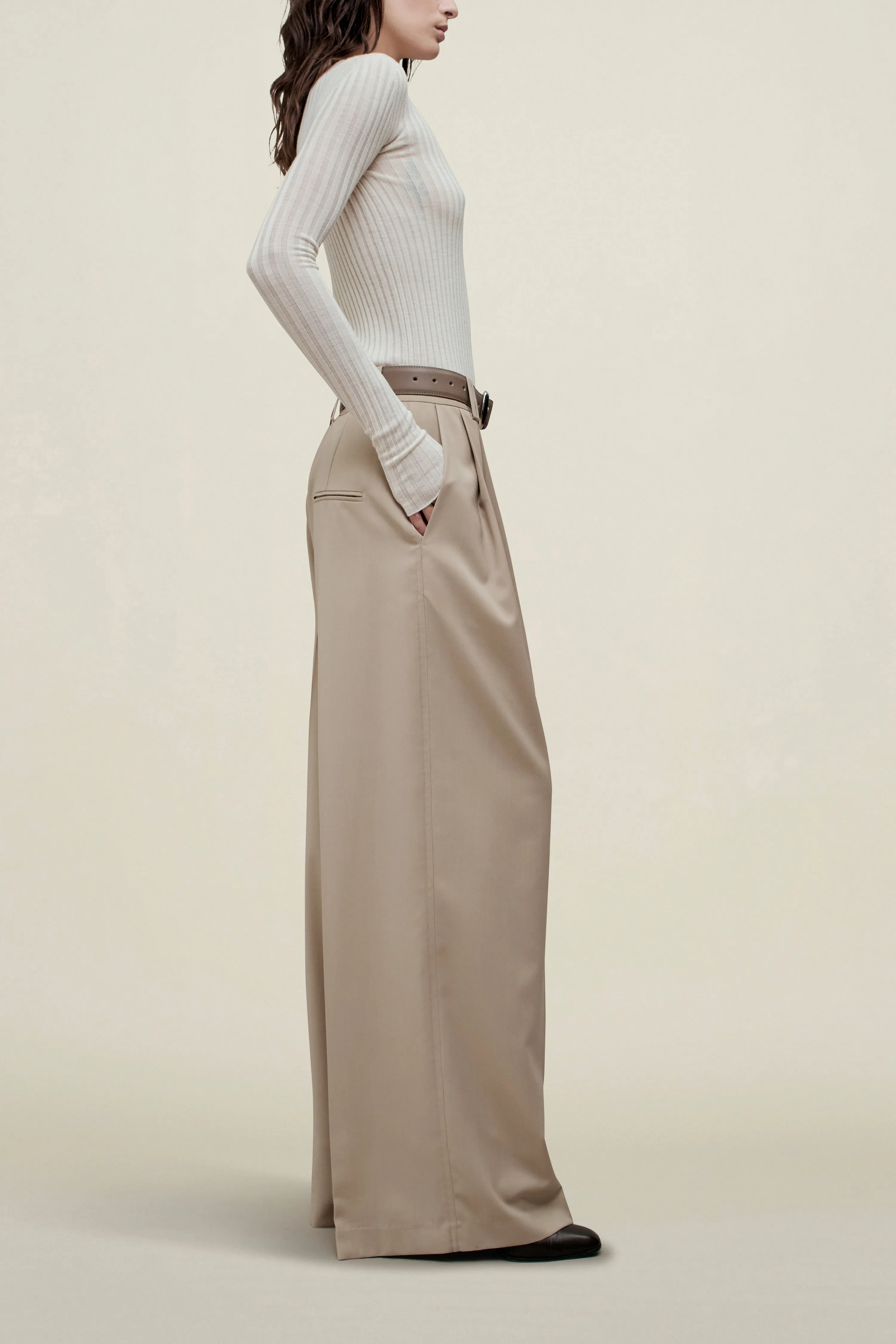 Fatima Wide Leg Trouser in Tropical Wool sold by Kall Meyer product image thumbnail 2