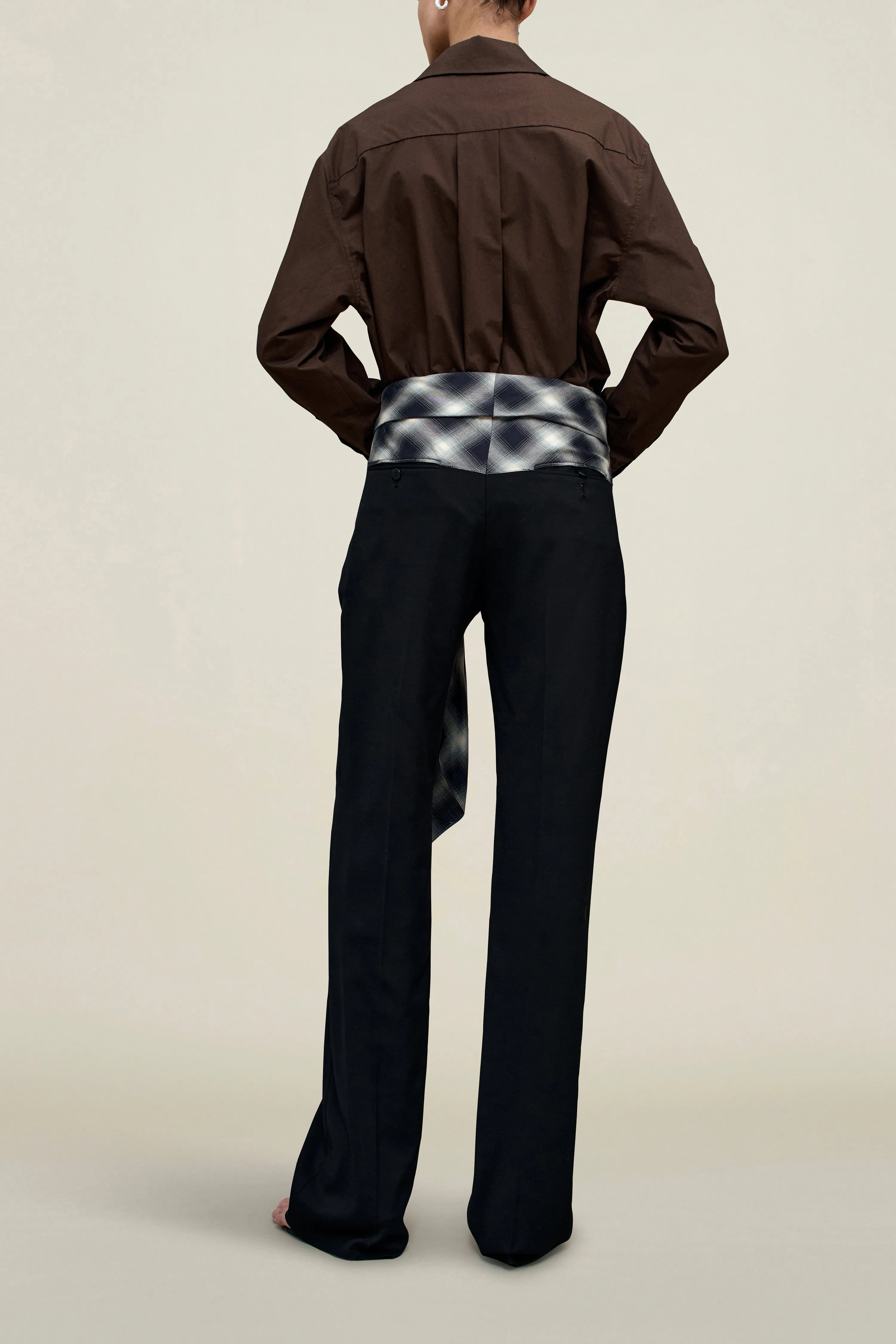 Ulla Tie Trouser in Black Virgin Wool with Plaid sold by Kall Meyer product image thumbnail 5