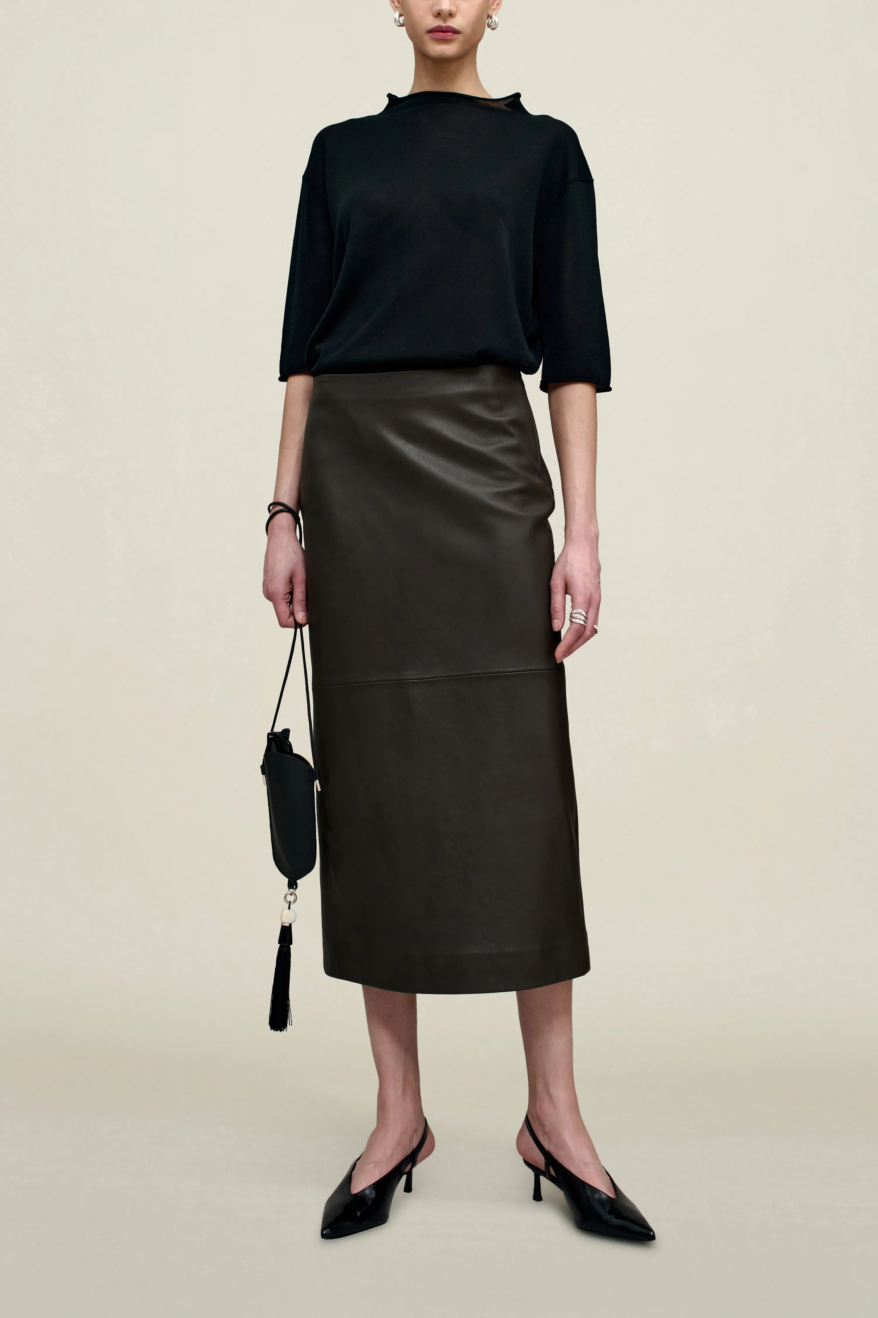 Emilee Pencil Skirt in Lambskin sold by Kall Meyer