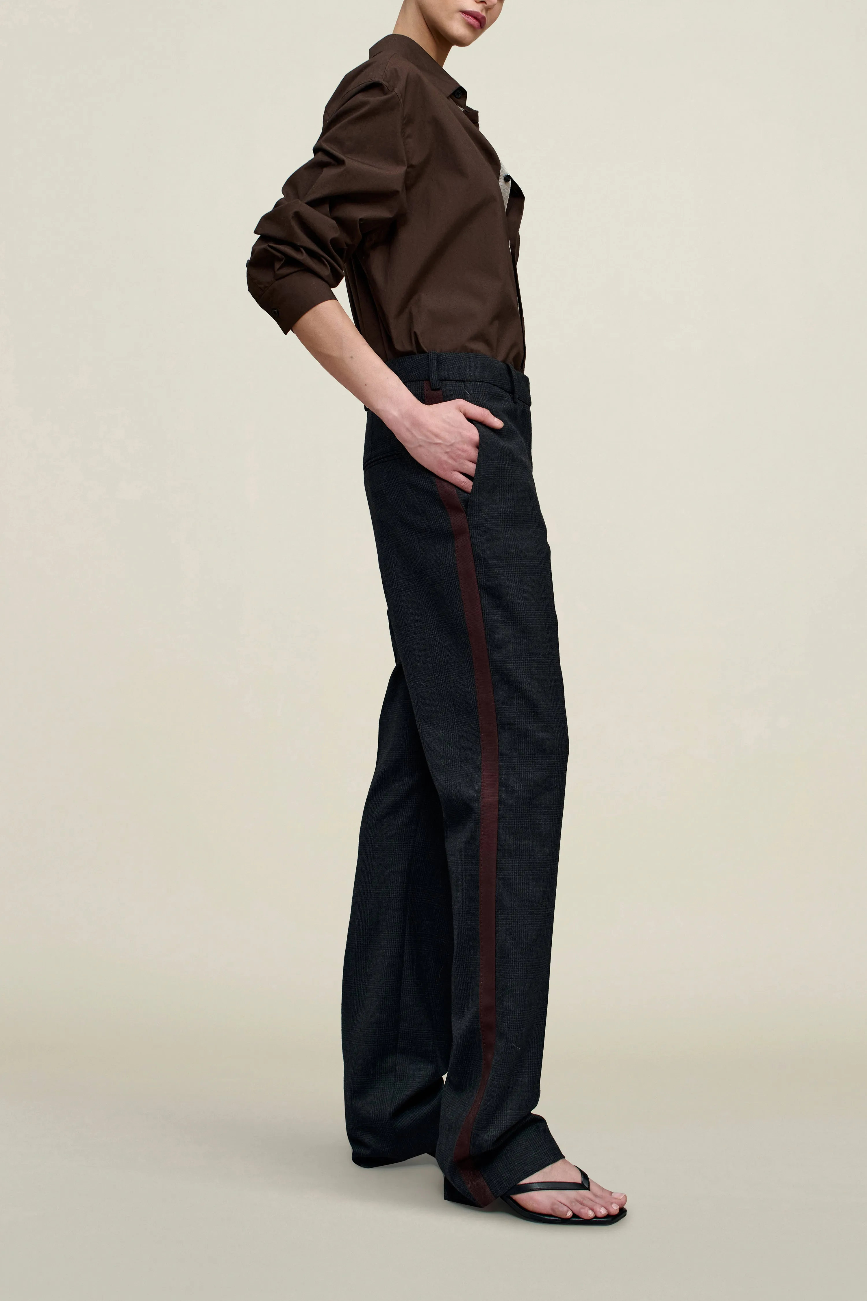 Charlie Tuxedo Trouser in Light Wool Suiting sold by Kall Meyer product image thumbnail 2
