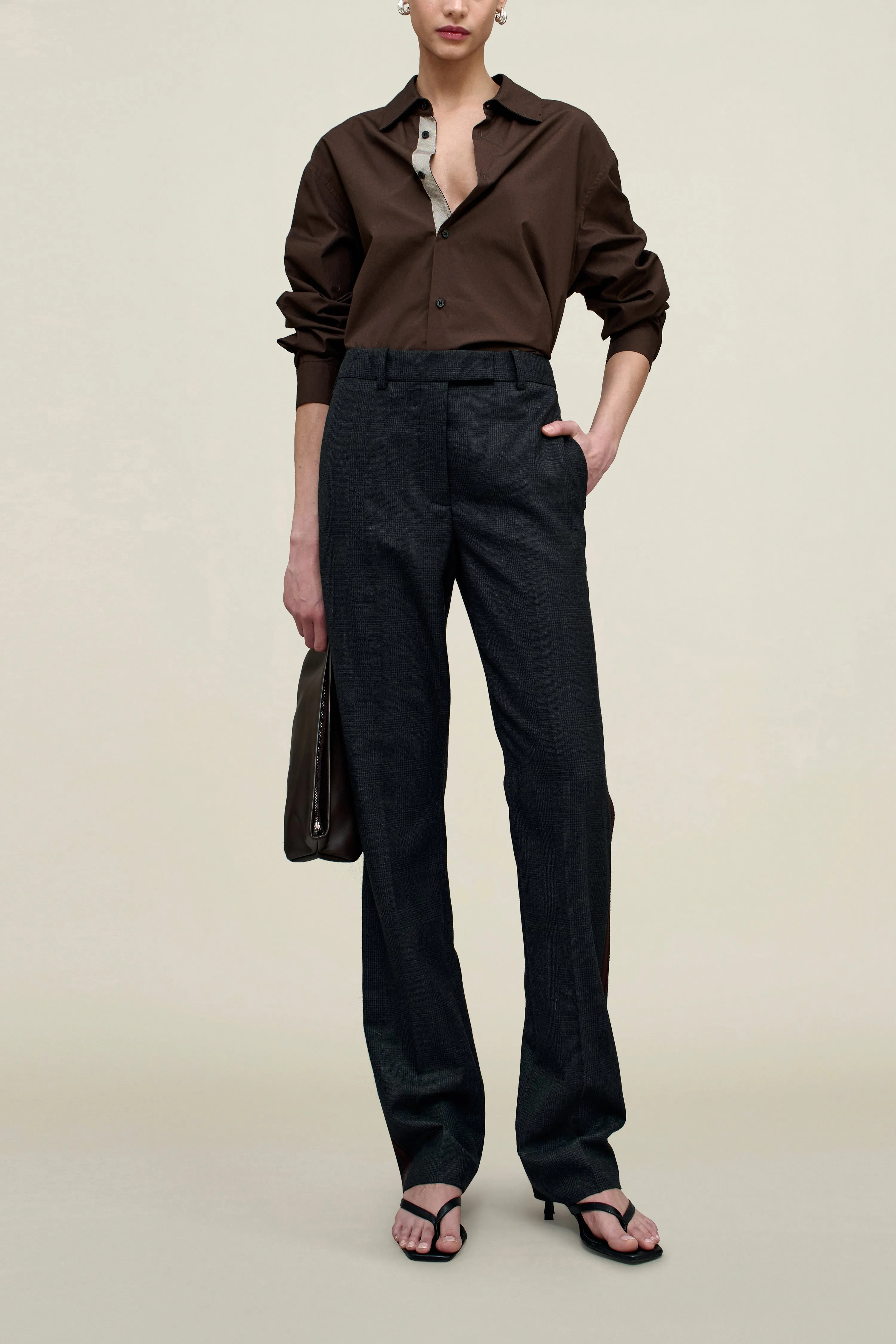 Charlie Tuxedo Trouser in Light Wool Suiting sold by Kall Meyer