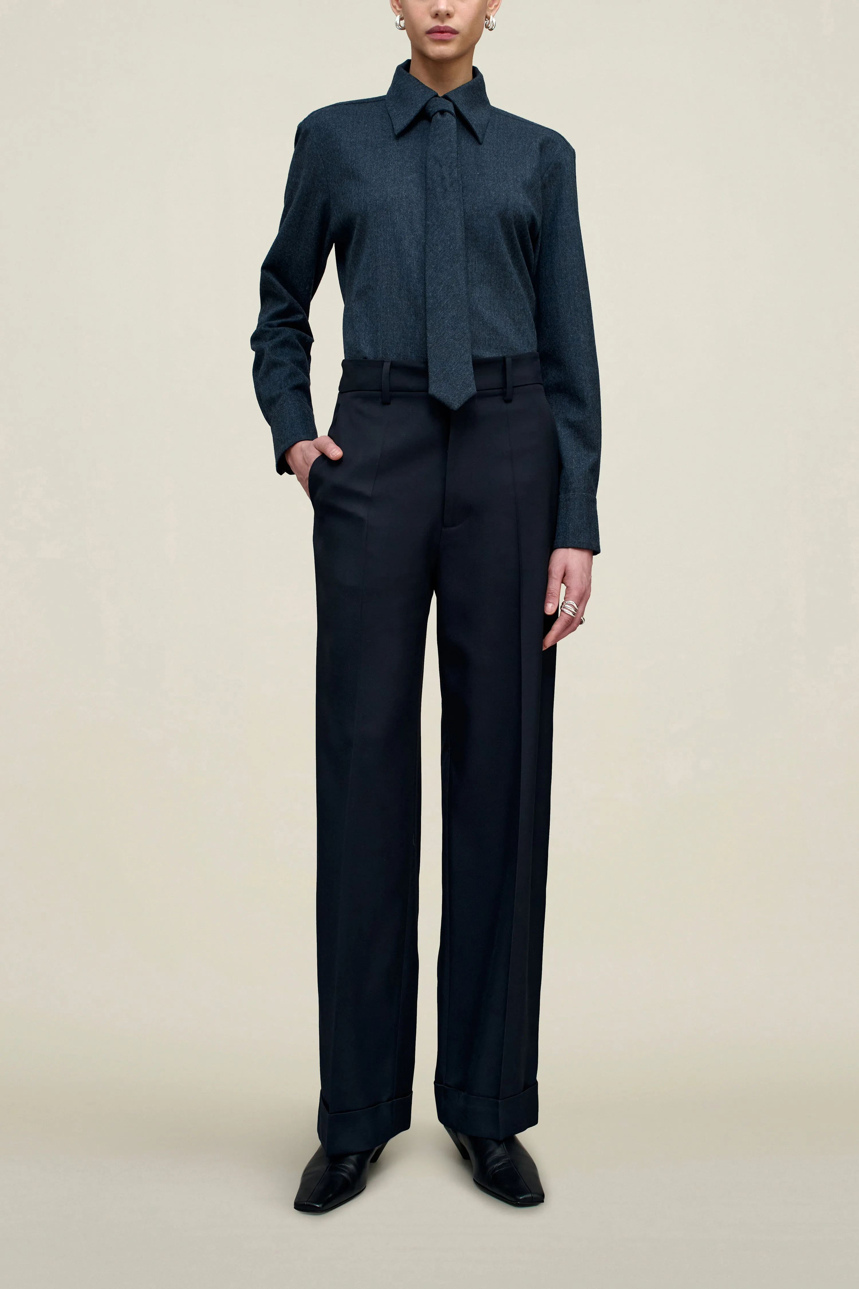 Irene Cuff Trouser in Heavy Wool Suiting sold by Kall Meyer product image thumbnail 3