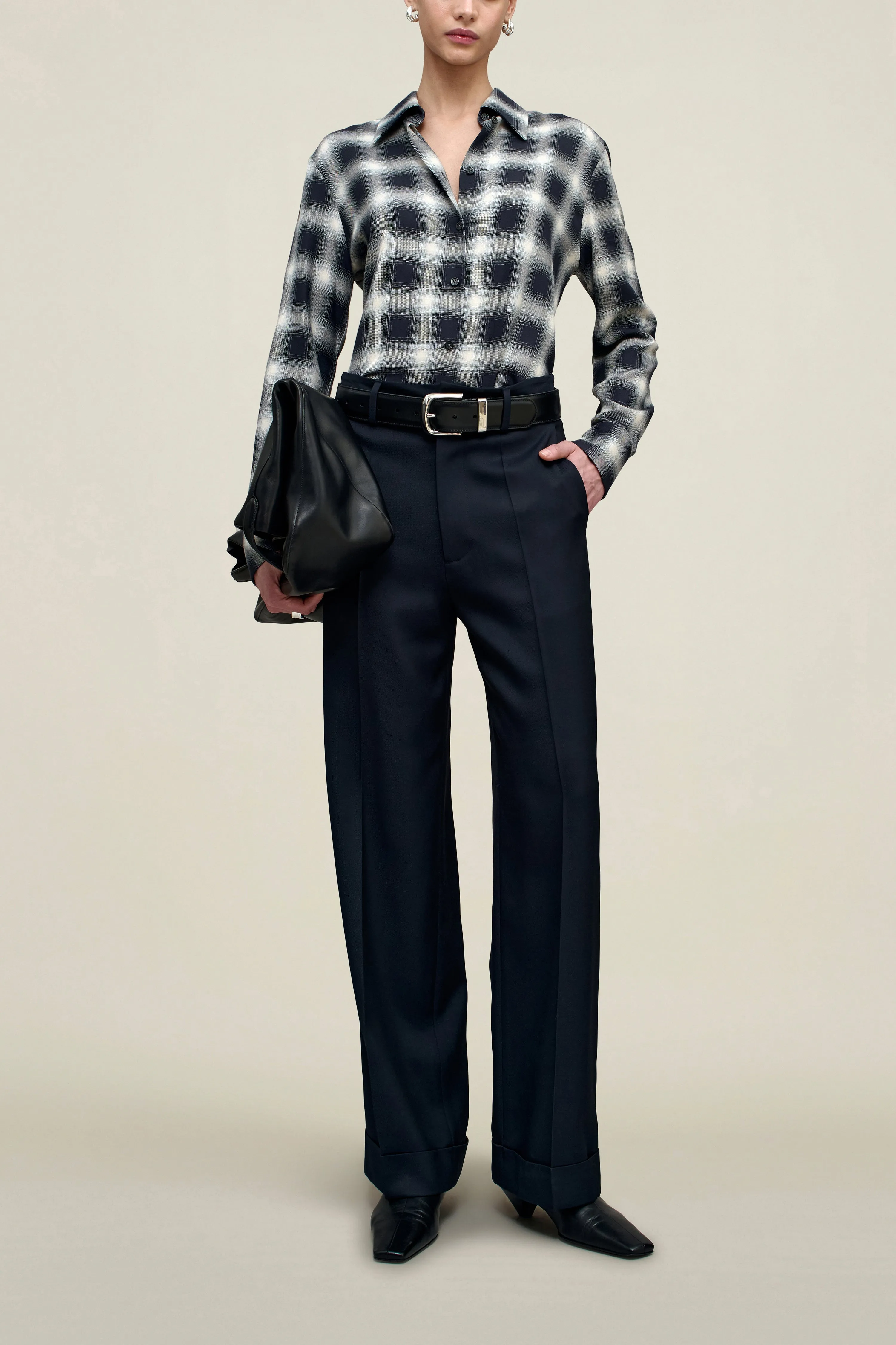 Irene Cuff Trouser in Heavy Wool Suiting sold by Kall Meyer
